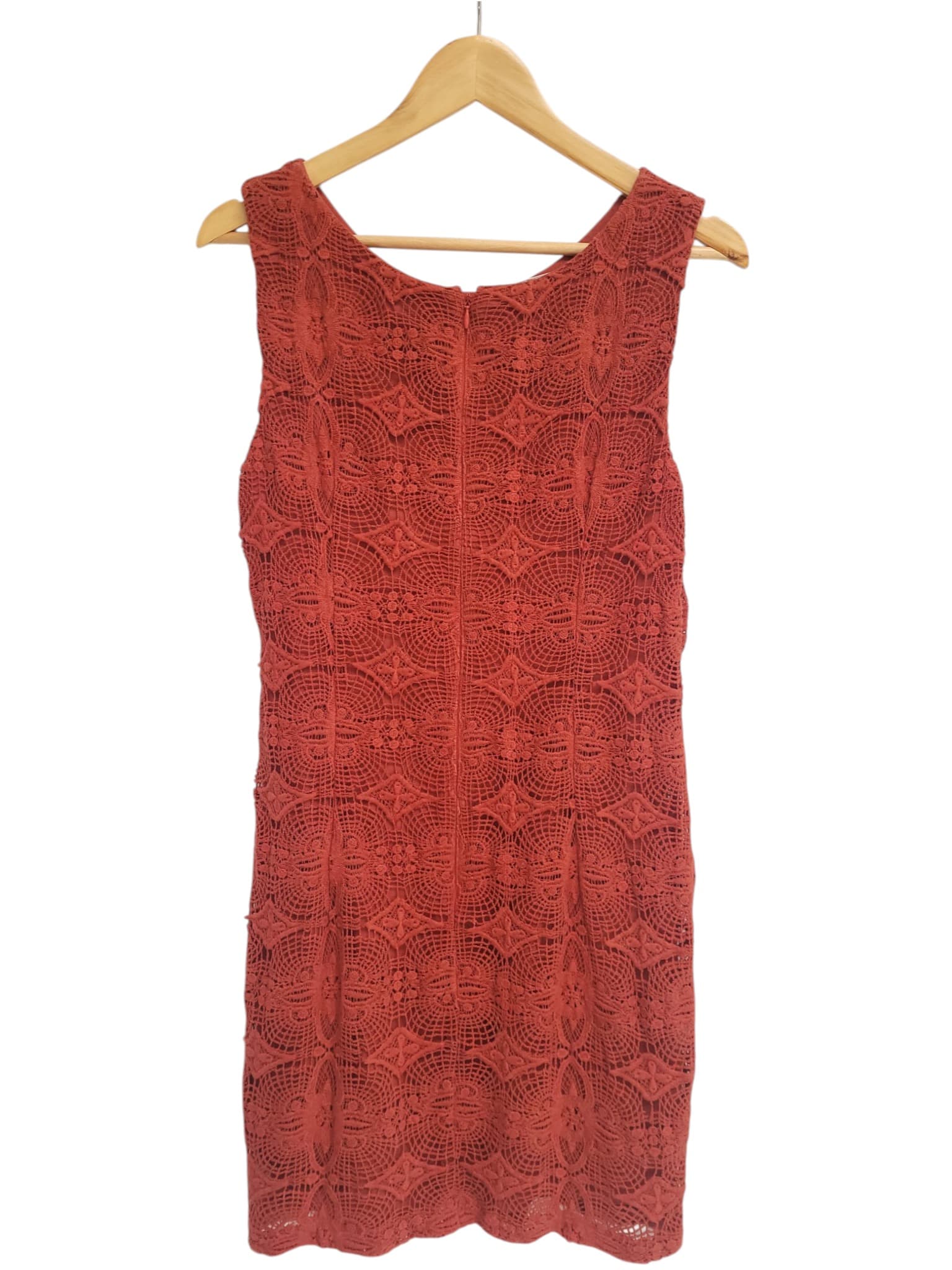NATASHA GAN Terracotta Red Cotton Crochet Lace Mini Dress Size 12 — photo 5 of 6