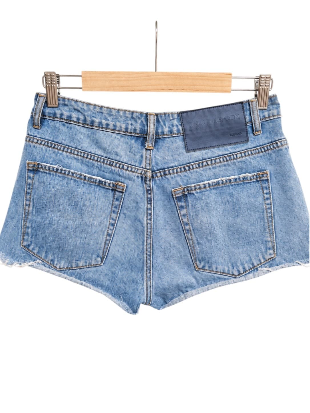 One Teaspoon Marlons Denim Shorts Womens 25 Blue Distressed Raw Hem Cut Off — photo 5 of 7