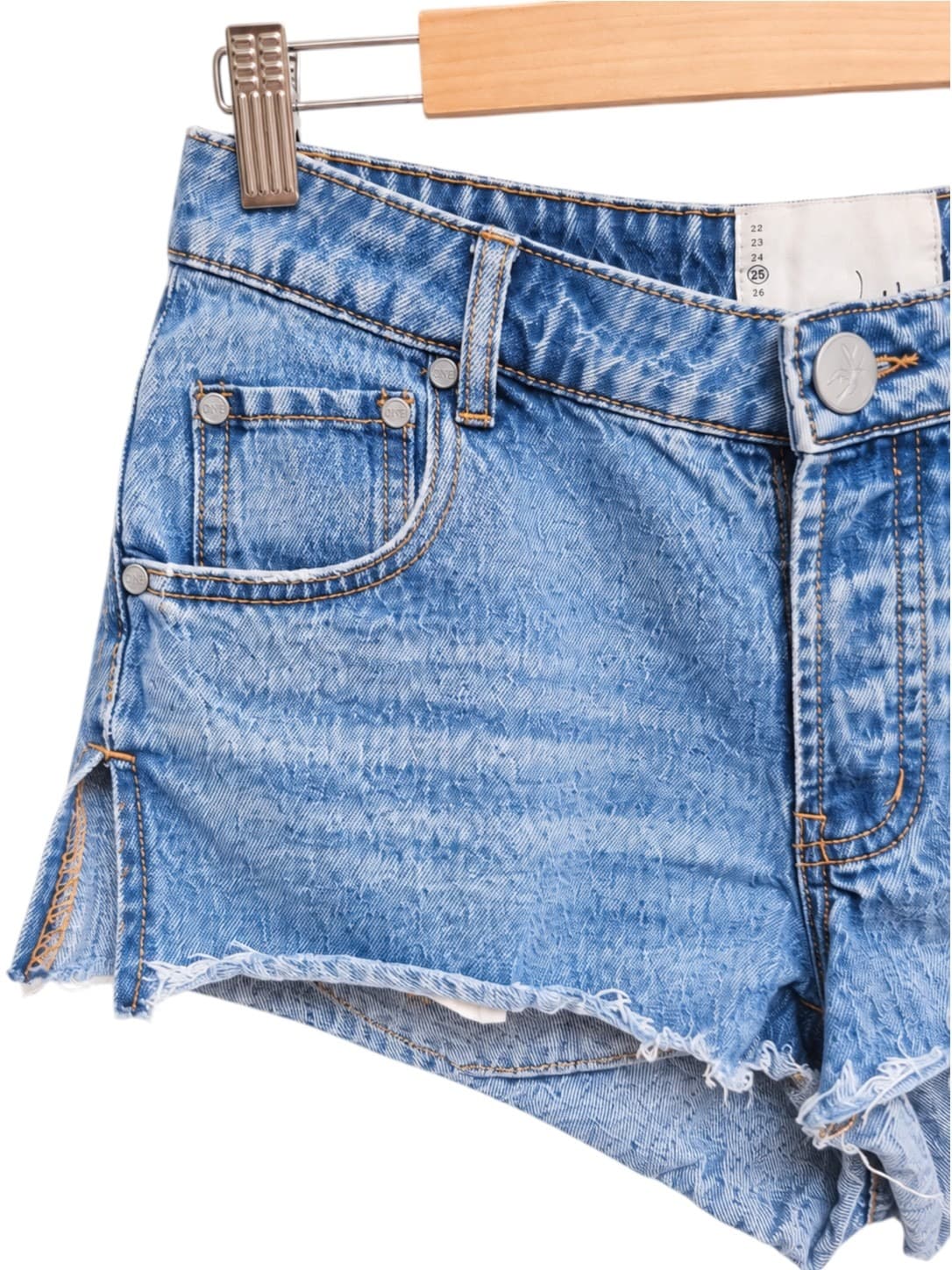 One Teaspoon Marlons Denim Shorts Womens 25 Blue Distressed Raw Hem Cut Off — photo 2 of 7