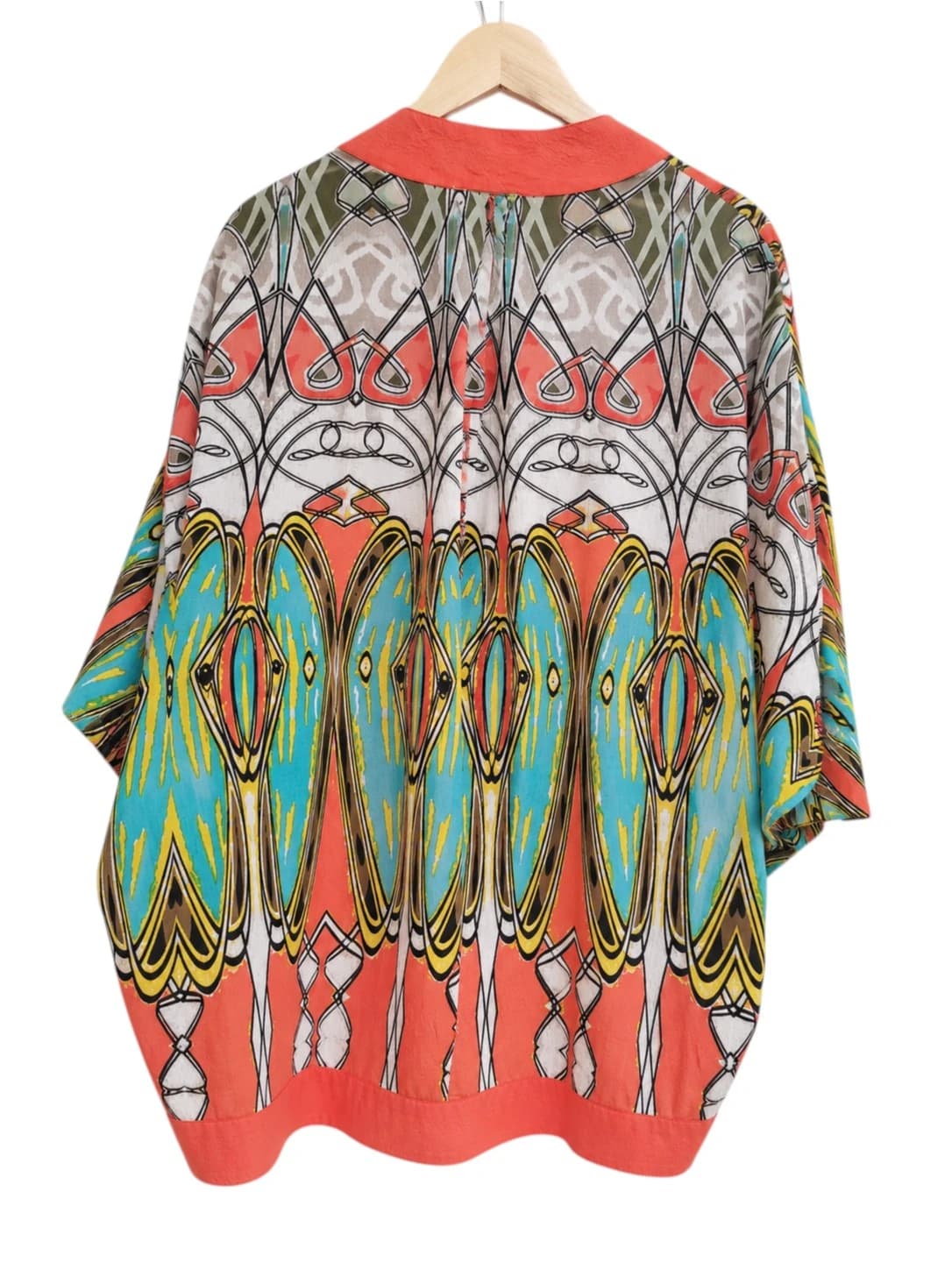 ORIENTIQUE Abstract Print Lightweight Rayon Kimono Jacket Size 14 — photo 4 of 6