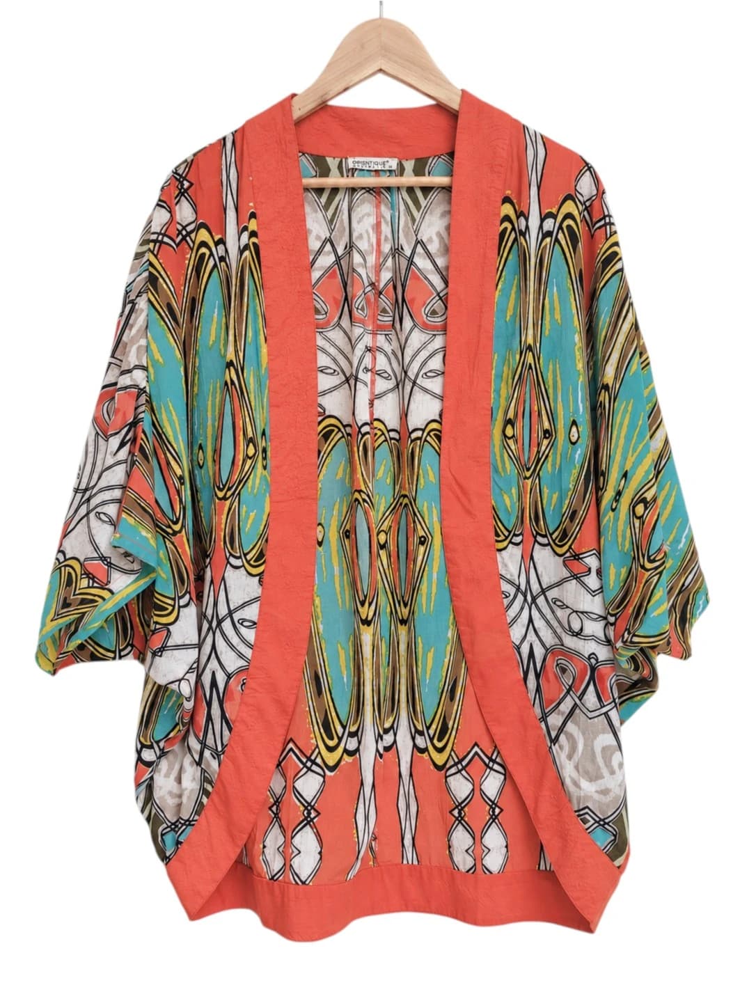 ORIENTIQUE Abstract Print Lightweight Rayon Kimono Jacket Size 14 — photo 2 of 6