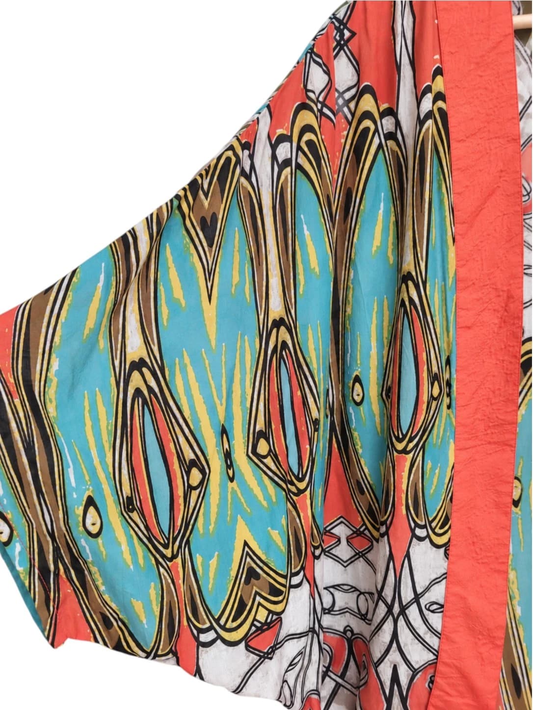 ORIENTIQUE Abstract Print Lightweight Rayon Kimono Jacket Size 14 — photo 3 of 6