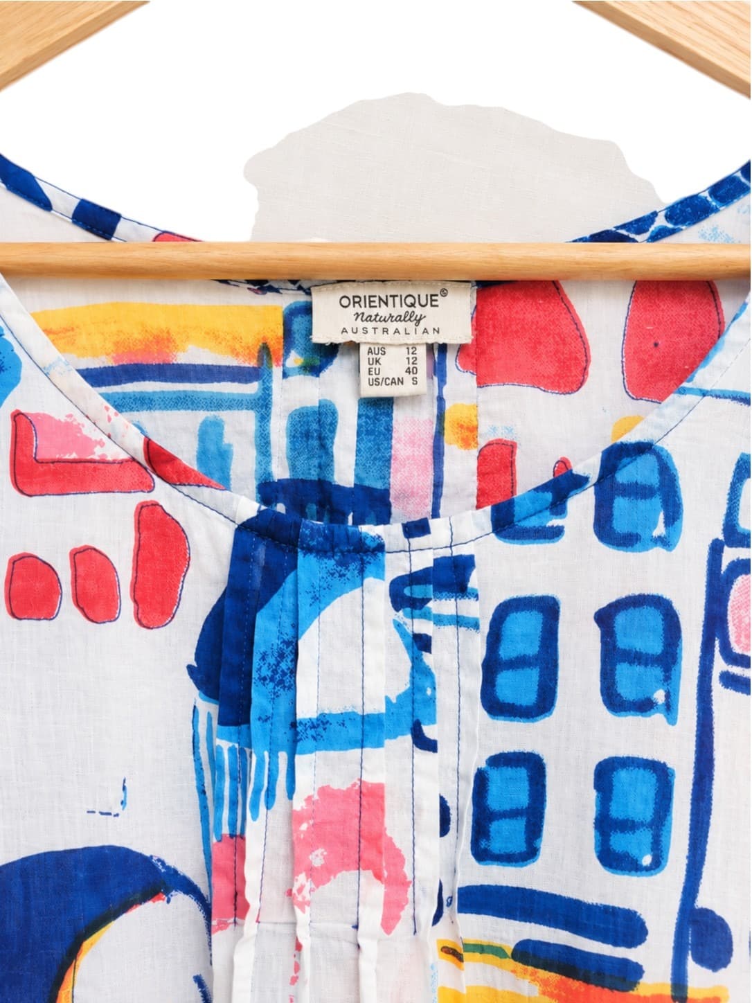ORIENTIQUE Blue Multicolour Seaside Print Cotton Tunic Top Size 12 — photo 5 of 6