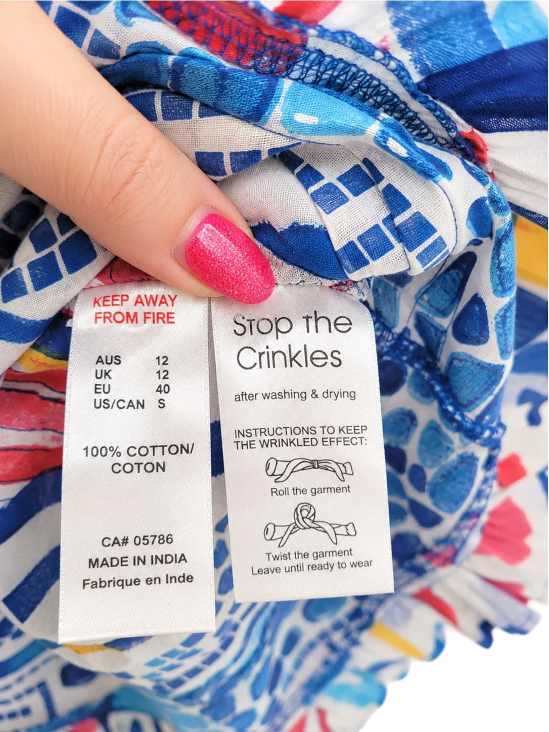 ORIENTIQUE Blue Multicolour Seaside Print Cotton Tunic Top Size 12 — photo 6 of 6