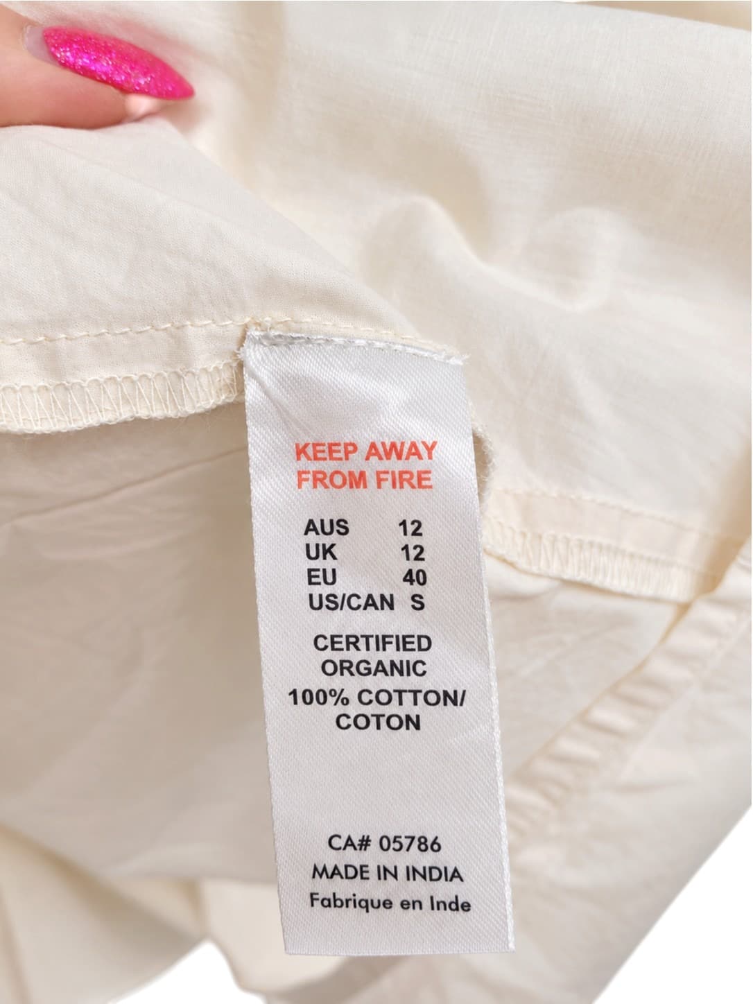 ORIENTIQUE Cream Organic Cotton Tiered Maxi Shirt Dress Size 12 — photo 6 of 6