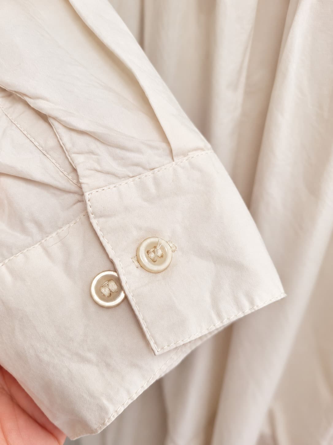 ORIENTIQUE Cream Organic Cotton Tiered Maxi Shirt Dress Size 12 — photo 3 of 6