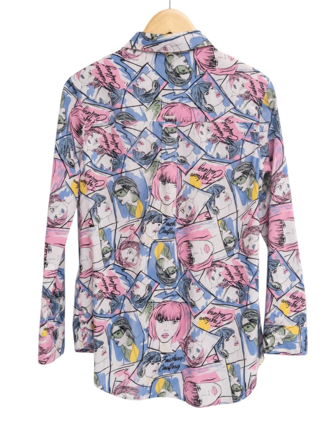 Outback Red Womens Shirt Size 30 Pop Art Comic Print Cotton Button Up Pink Blue approx AU14 — photo 4 of 8