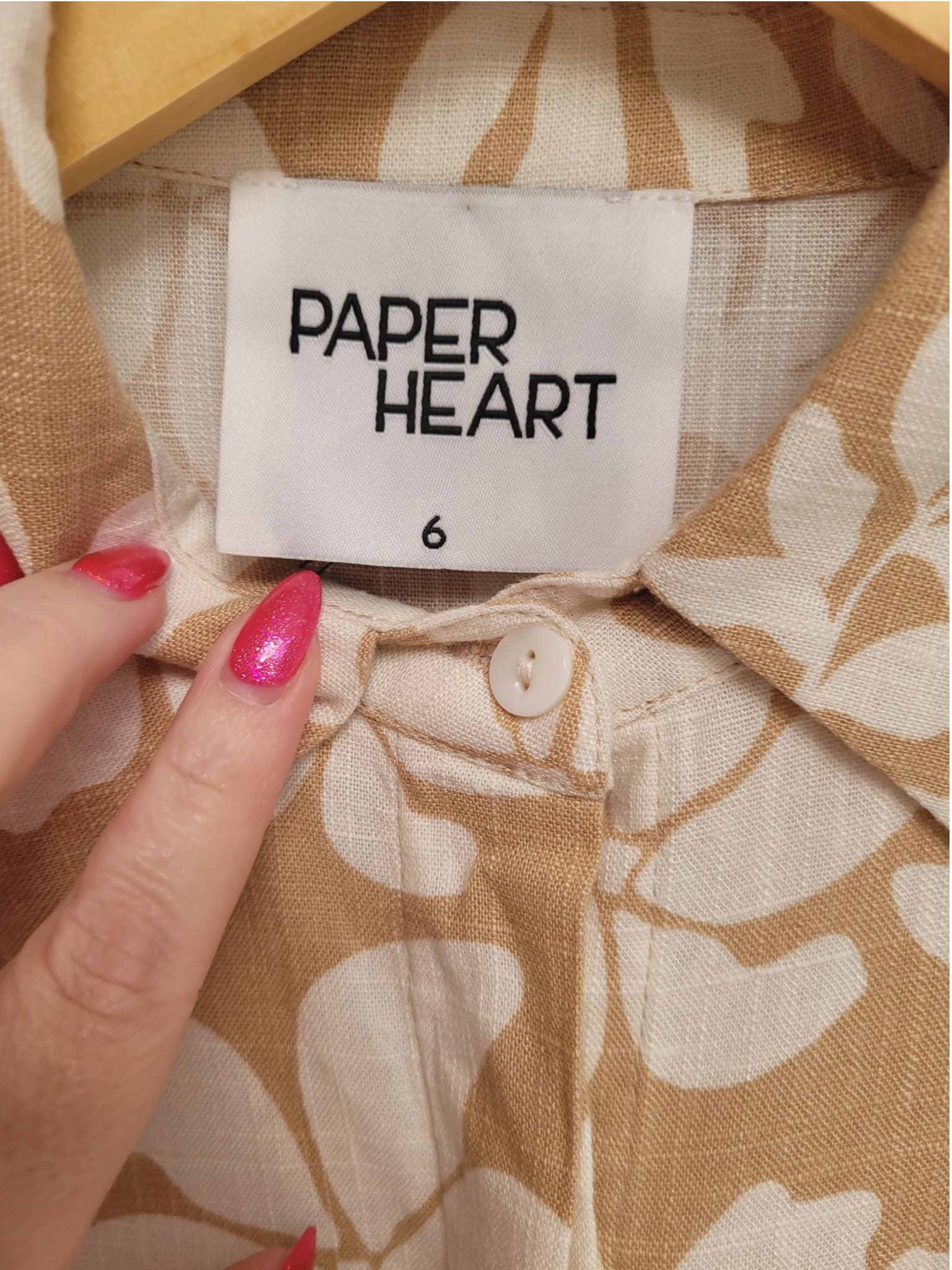 PAPER HEART Beige Floral Linen Blend Oversized Playsuit Size 6 — photo 2 of 9