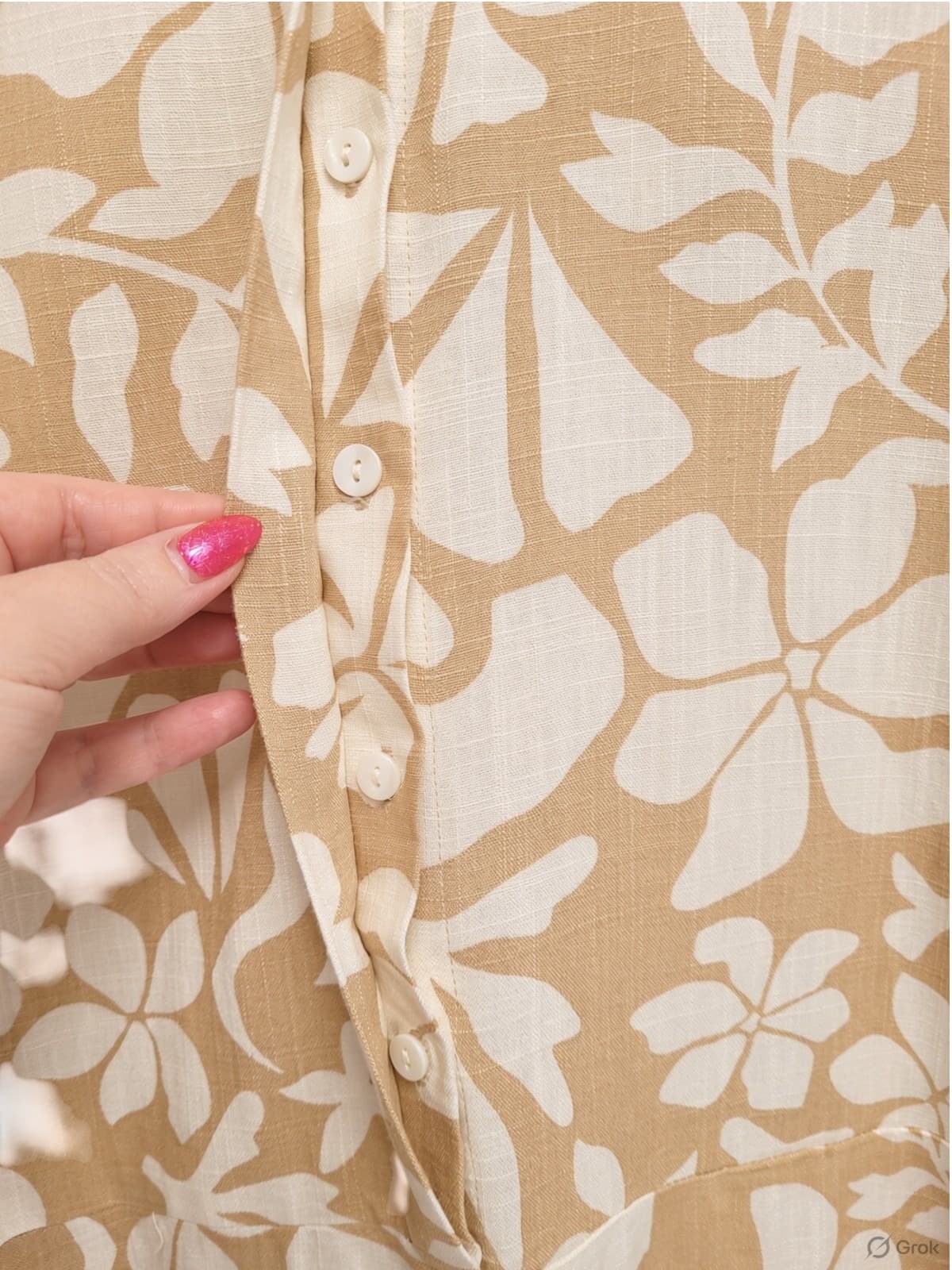 PAPER HEART Beige Floral Linen Blend Oversized Playsuit Size 6 — photo 5 of 9