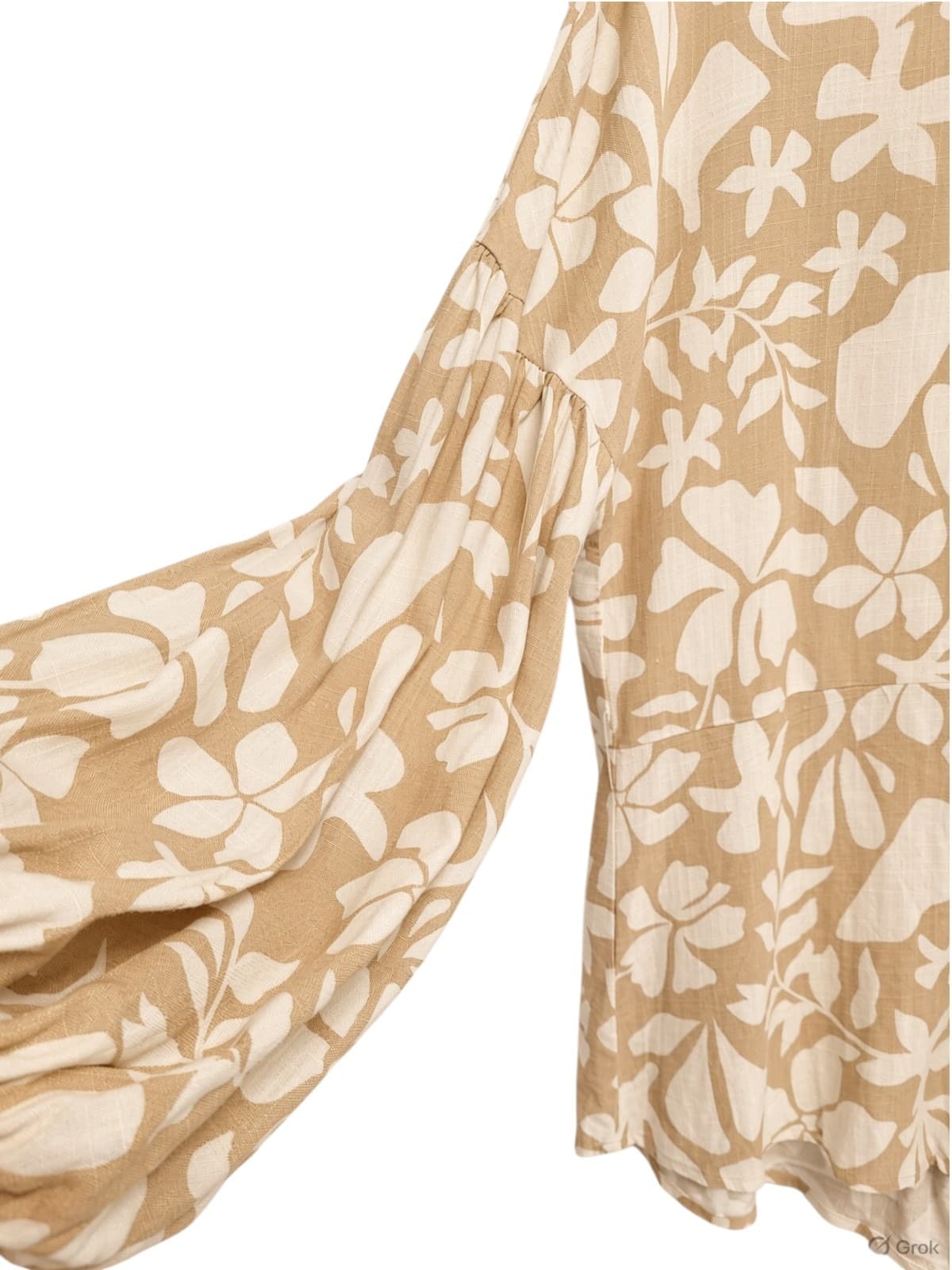 PAPER HEART Beige Floral Linen Blend Oversized Playsuit Size 6 — photo 6 of 9
