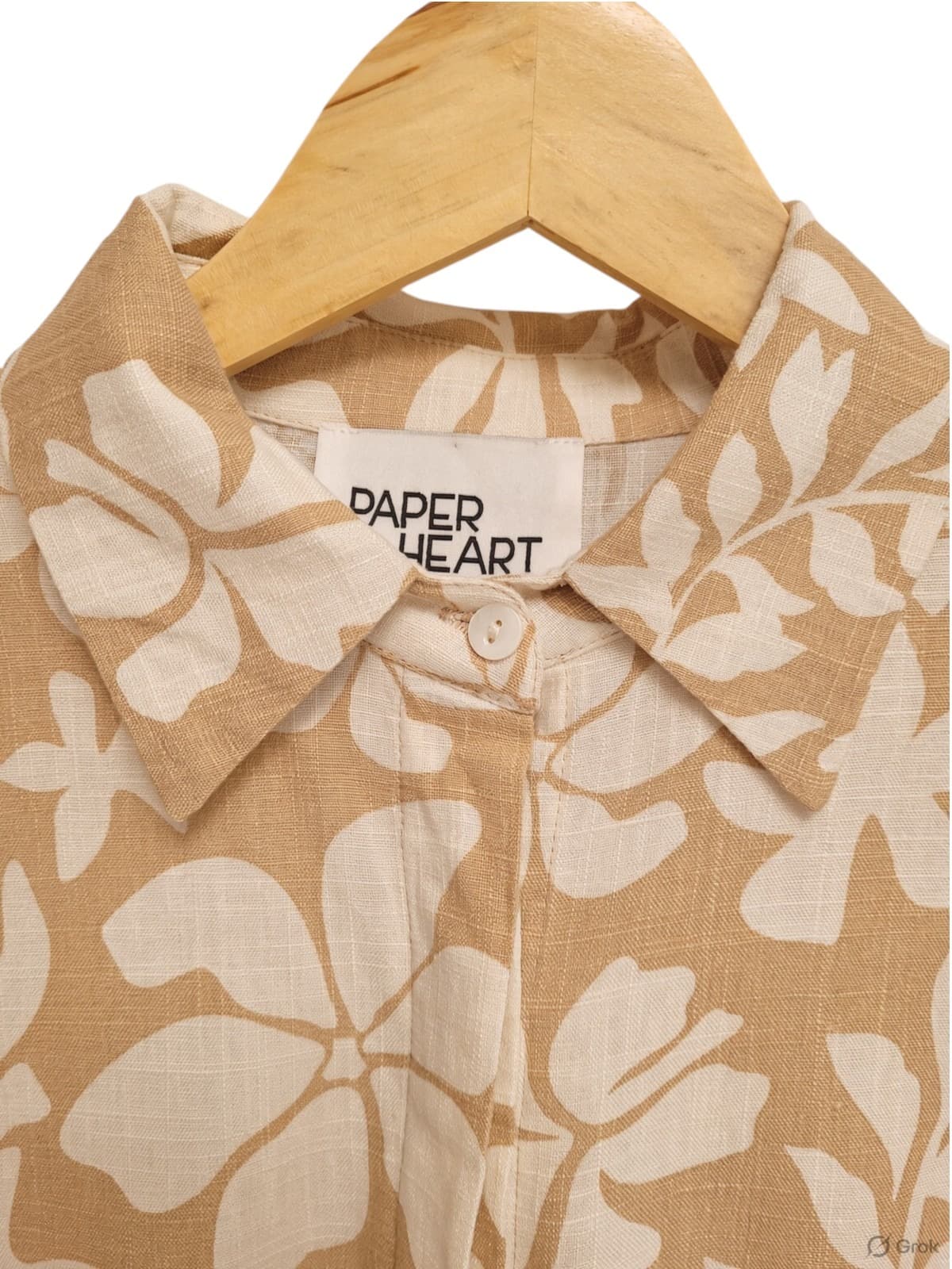 PAPER HEART Beige Floral Linen Blend Oversized Playsuit Size 6 — photo 9 of 9
