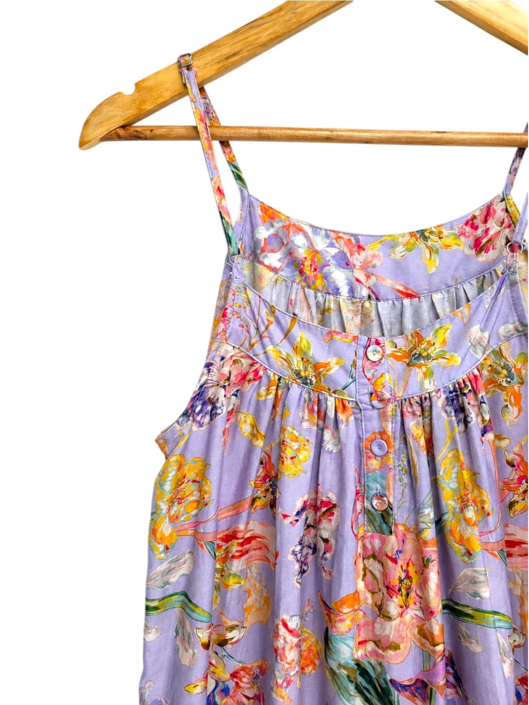 PAPINELLE Purple Floral Cotton Silk Tiered Maxi Sundress Size S — photo 1 of 6