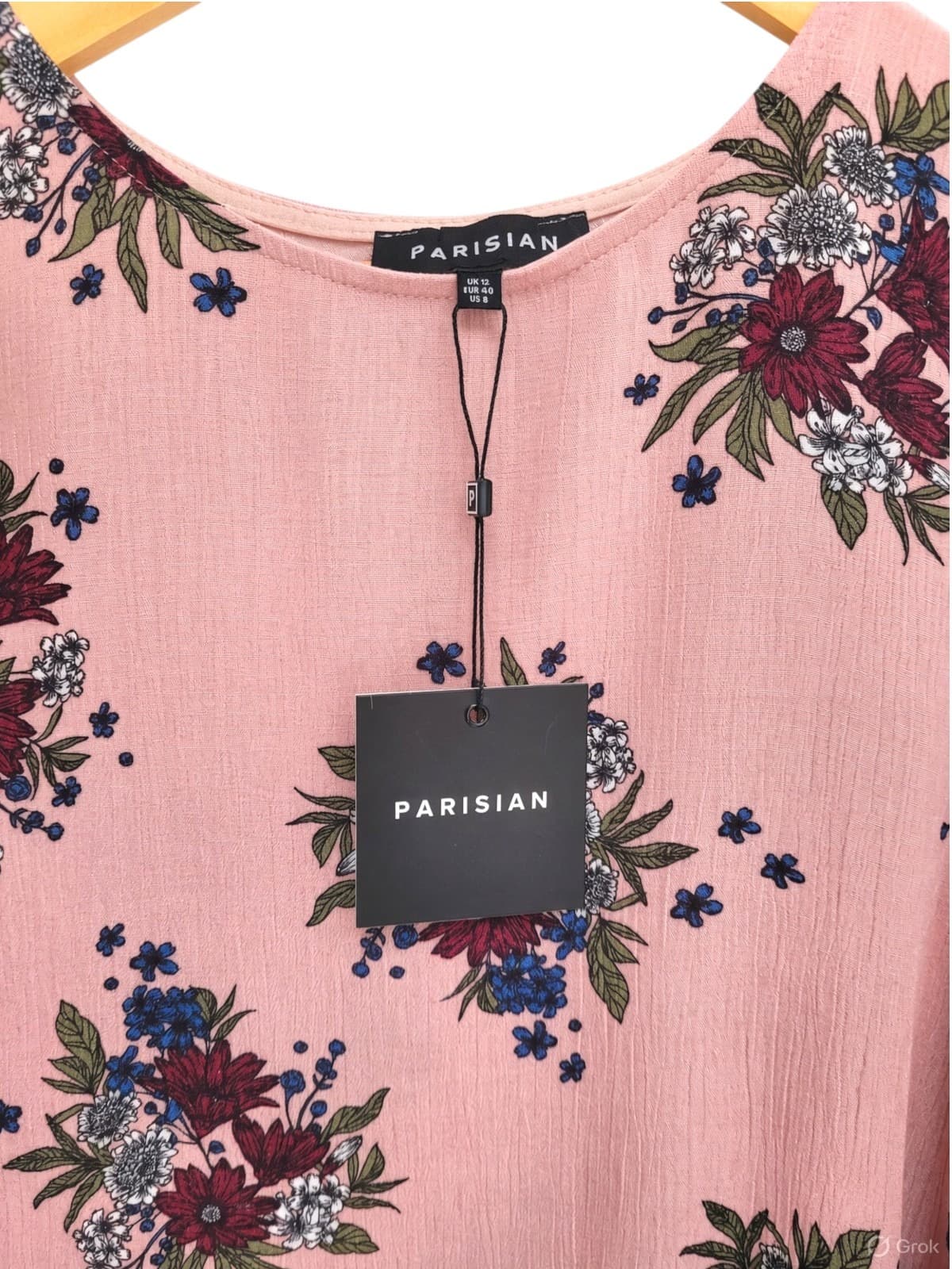 Parisian Pink Floral Print Viscose Blouse New With Tags Size 12 — photo 3 of 5