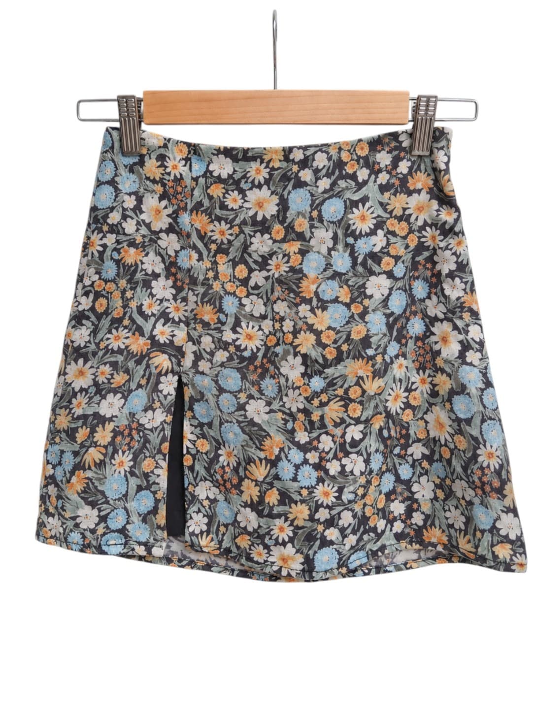 Perfect Stranger Womens Mini Skirt Size 6 Floral 100% Linen Black A Line — photo 1 of 6