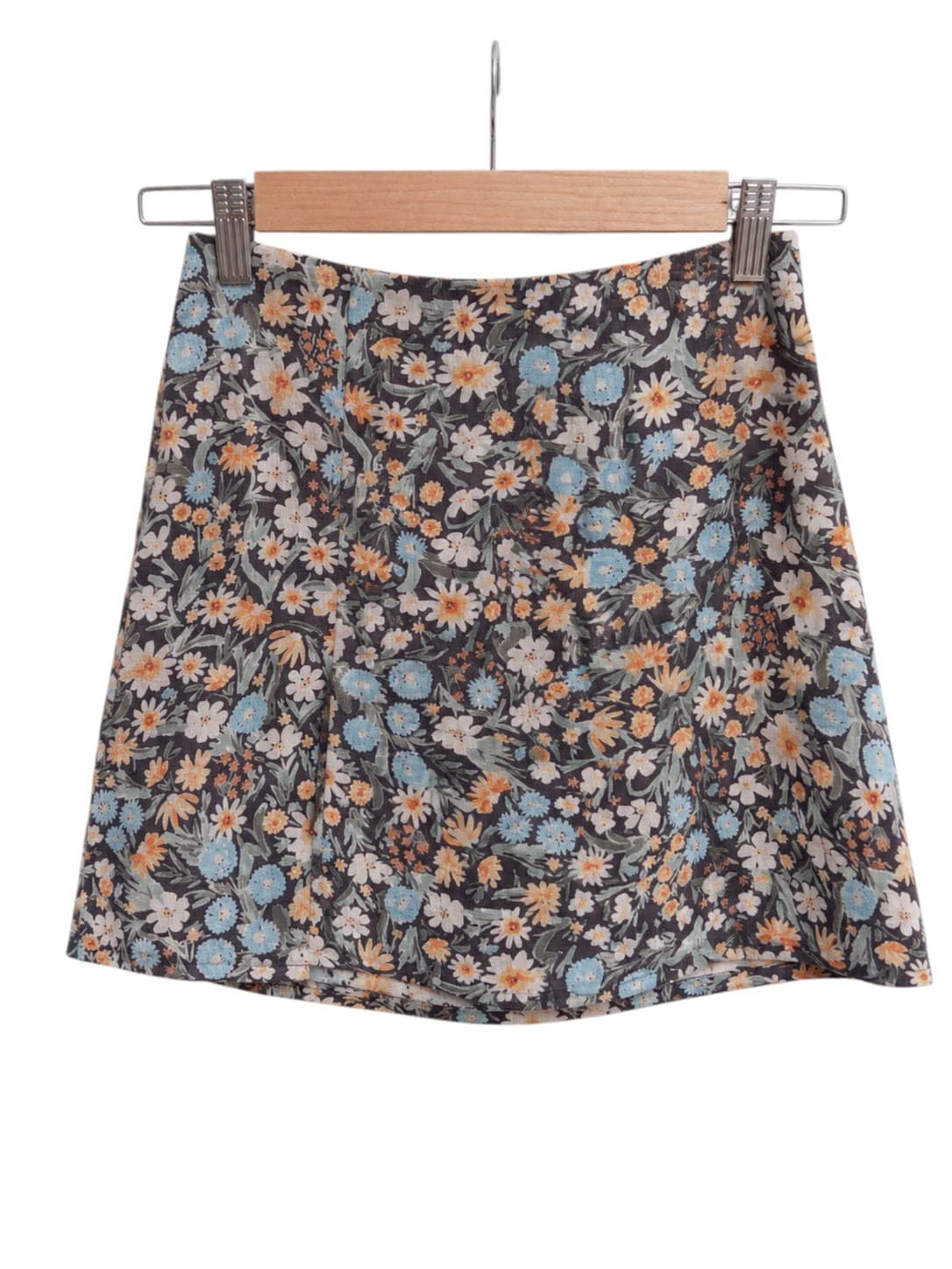 Perfect Stranger Womens Mini Skirt Size 6 Floral 100% Linen Black A Line — photo 4 of 6