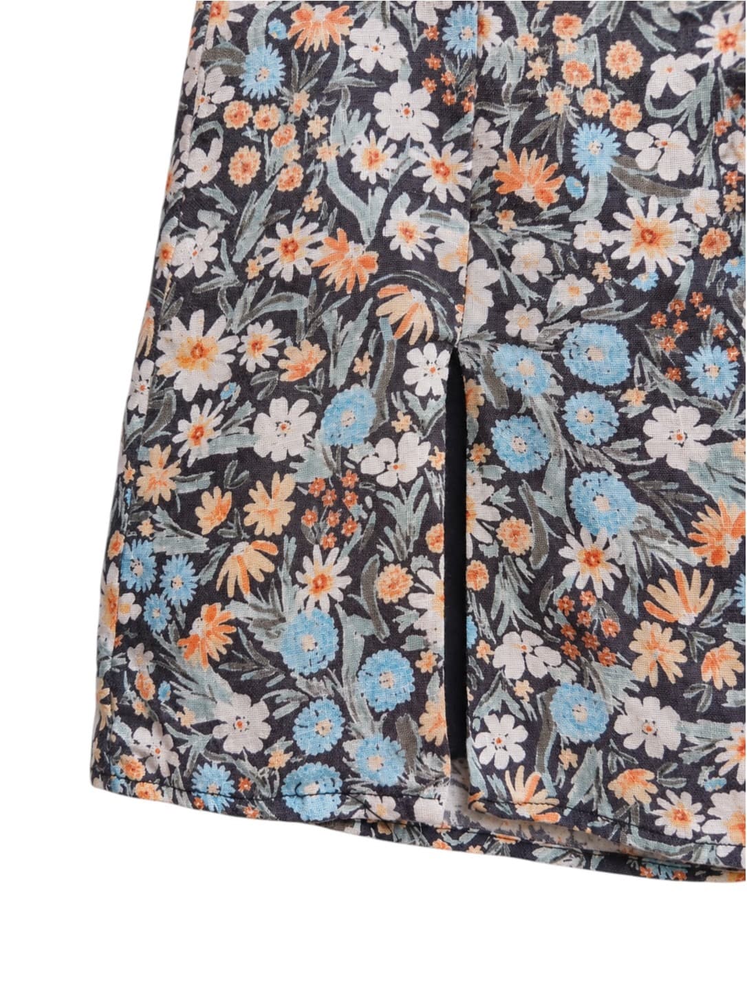 Perfect Stranger Womens Mini Skirt Size 6 Floral 100% Linen Black A Line — photo 3 of 6