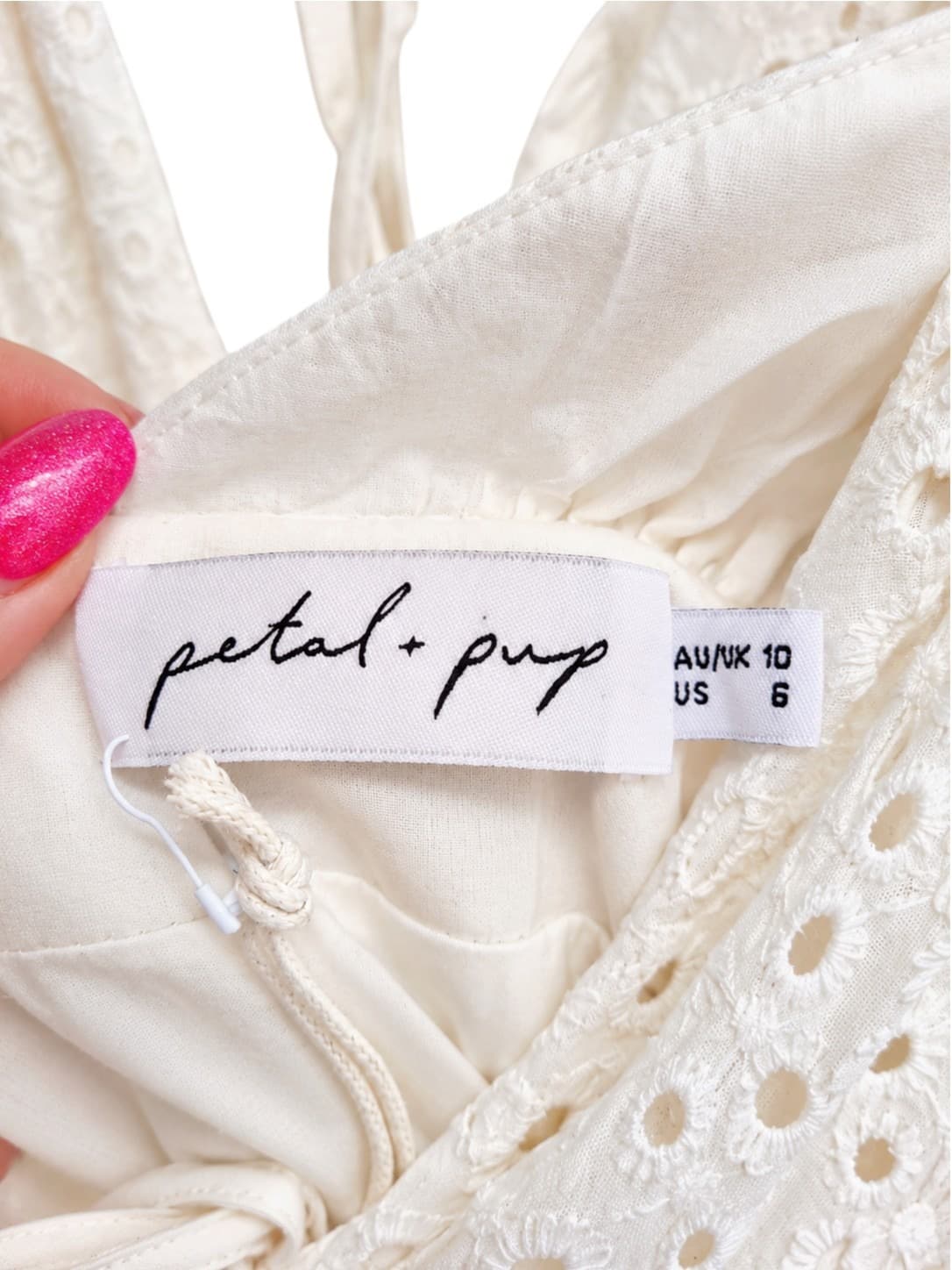 PETAL + PUP Louisa White Broderie Anglaise Tiered Midi Dress BNWT Size 10 — photo 8 of 10