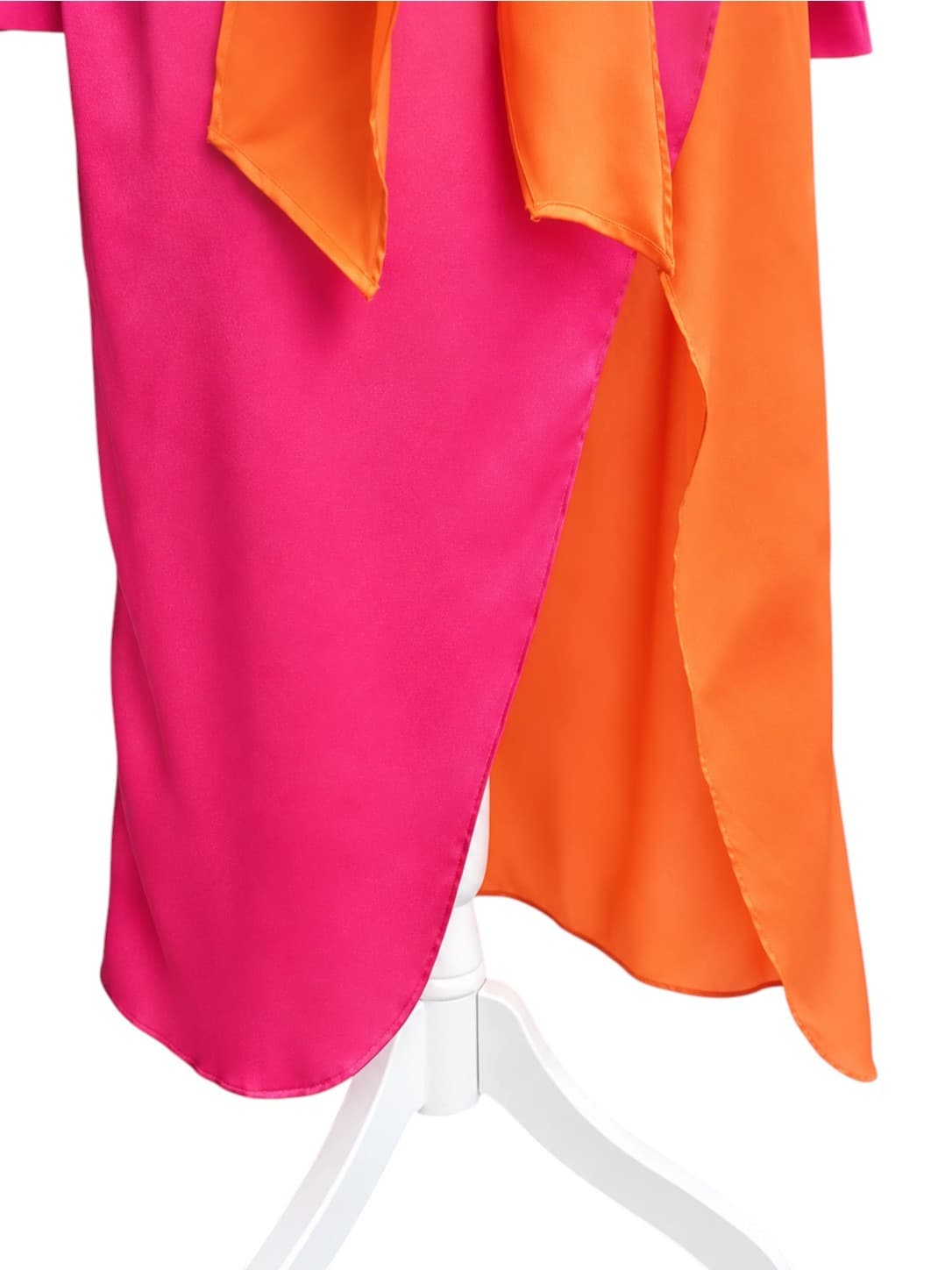Petal & Pup Satin Maxi Shirt Dress Pink Orange Colour Block Belted Womens S — photo 5 of 10