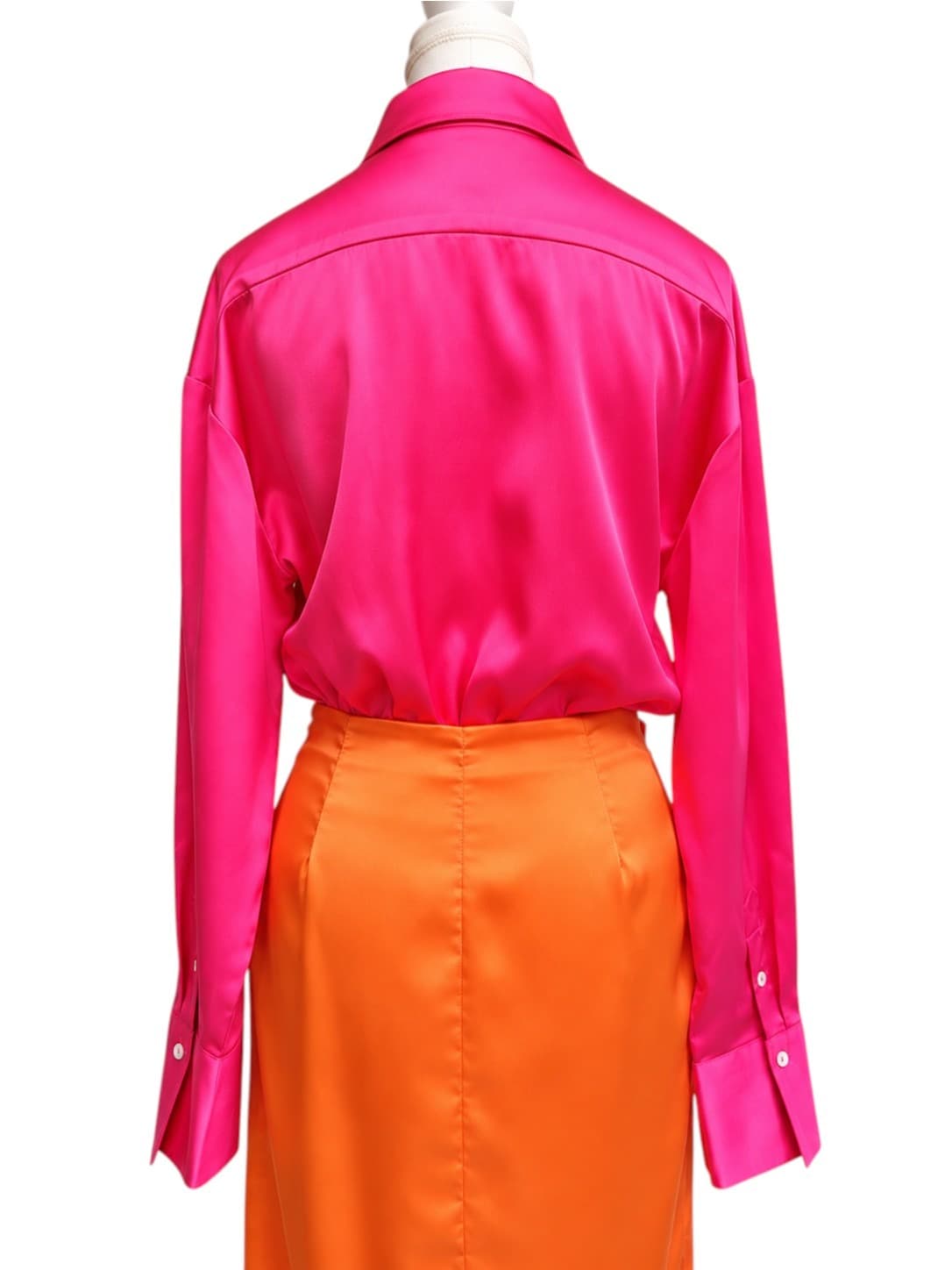 Petal & Pup Satin Maxi Shirt Dress Pink Orange Colour Block Belted Womens S — photo 6 of 10