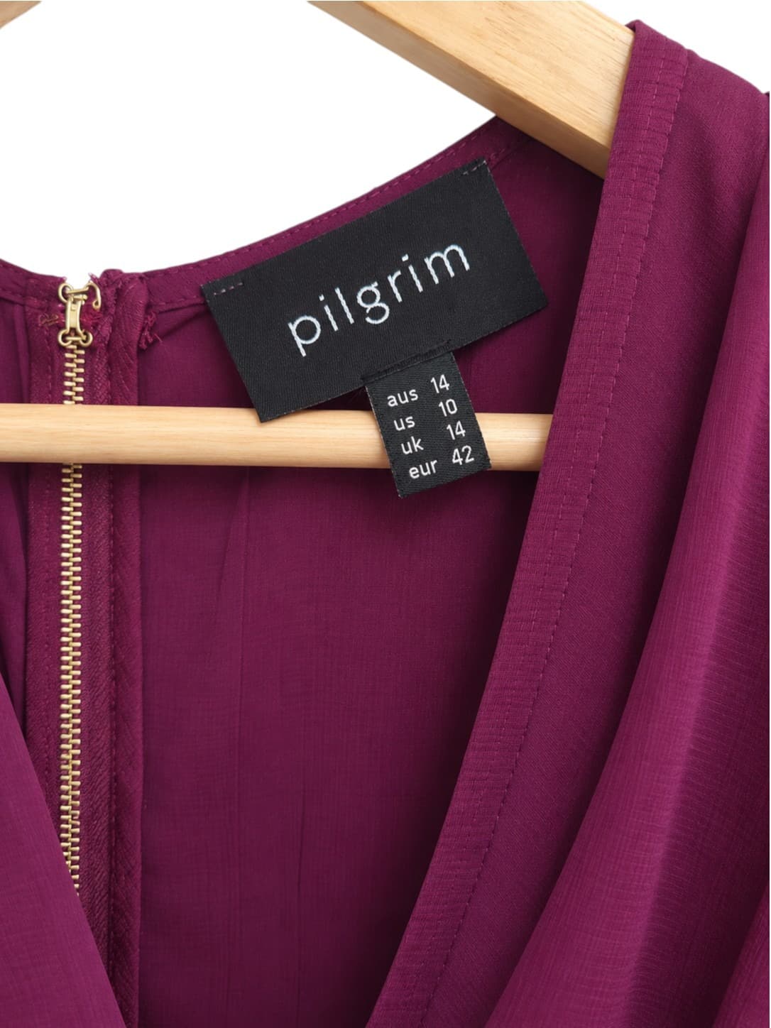 PILGRIM Purple Flutter Sleeve Ruffle Wrap Style Midi Dress Size 14 — photo 6 of 8