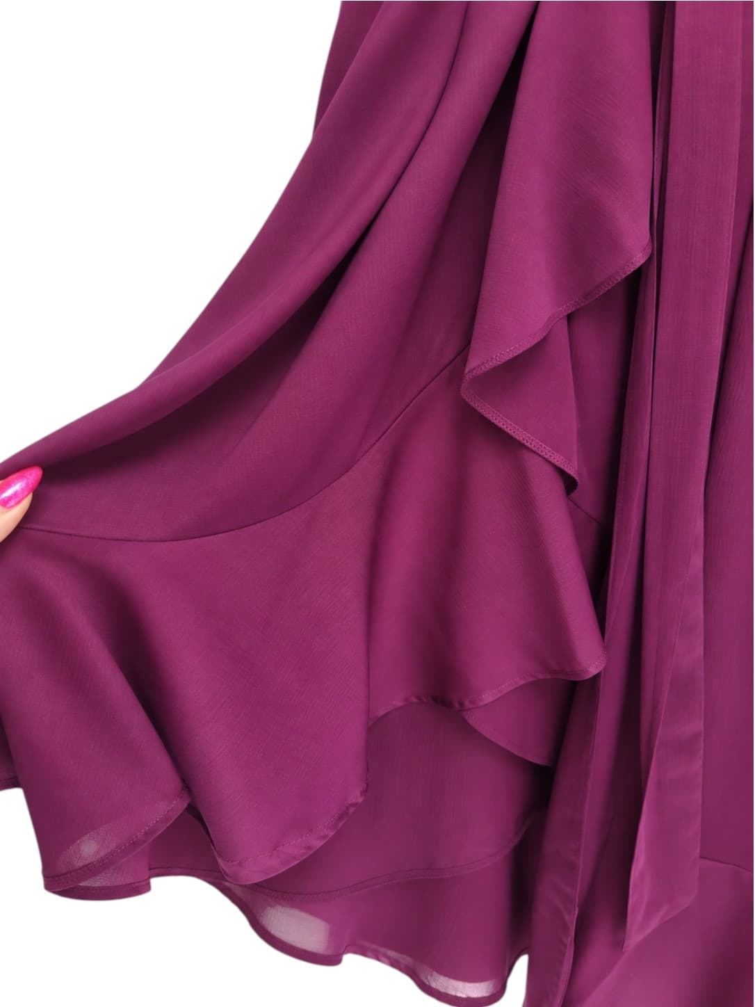 PILGRIM Purple Flutter Sleeve Ruffle Wrap Style Midi Dress Size 14 — photo 5 of 8