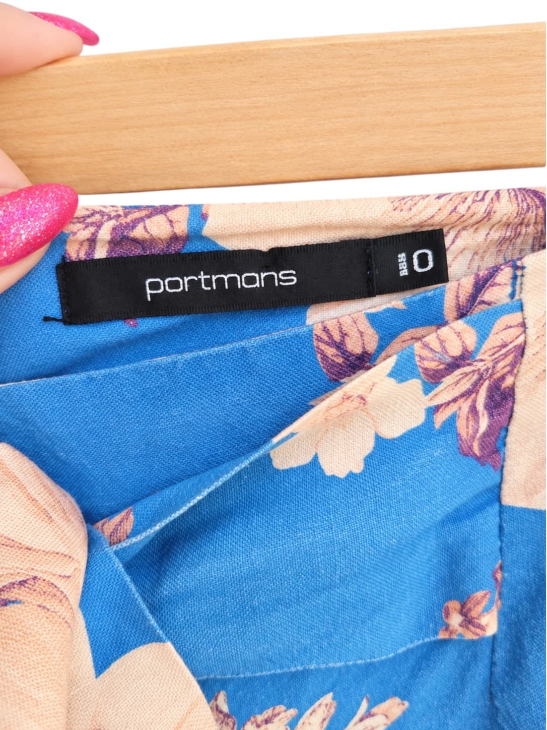 PORTMANS Blue Floral Wide Leg Culotte Pants Tie Waist Size 10 — photo 6 of 6