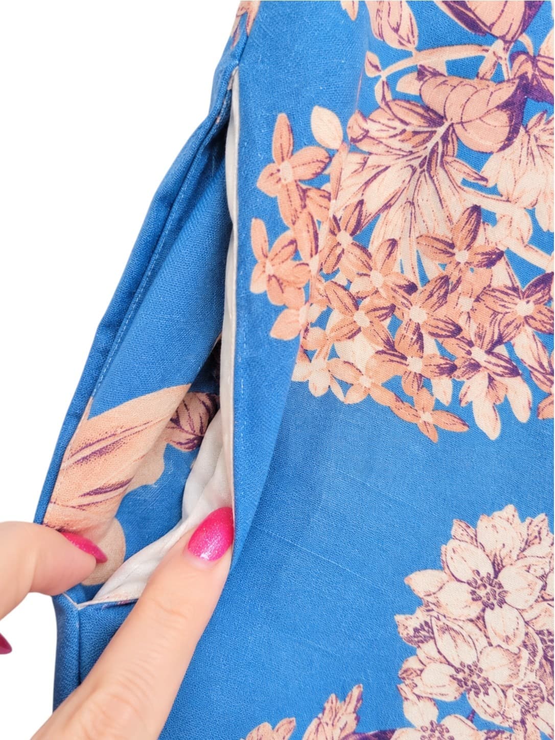 PORTMANS Blue Floral Wide Leg Culotte Pants Tie Waist Size 10 — photo 3 of 6