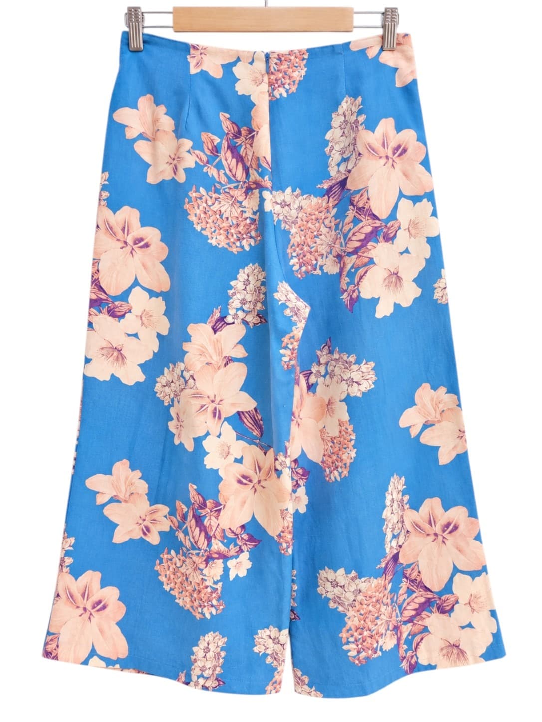 PORTMANS Blue Floral Wide Leg Culotte Pants Tie Waist Size 10 — photo 4 of 6