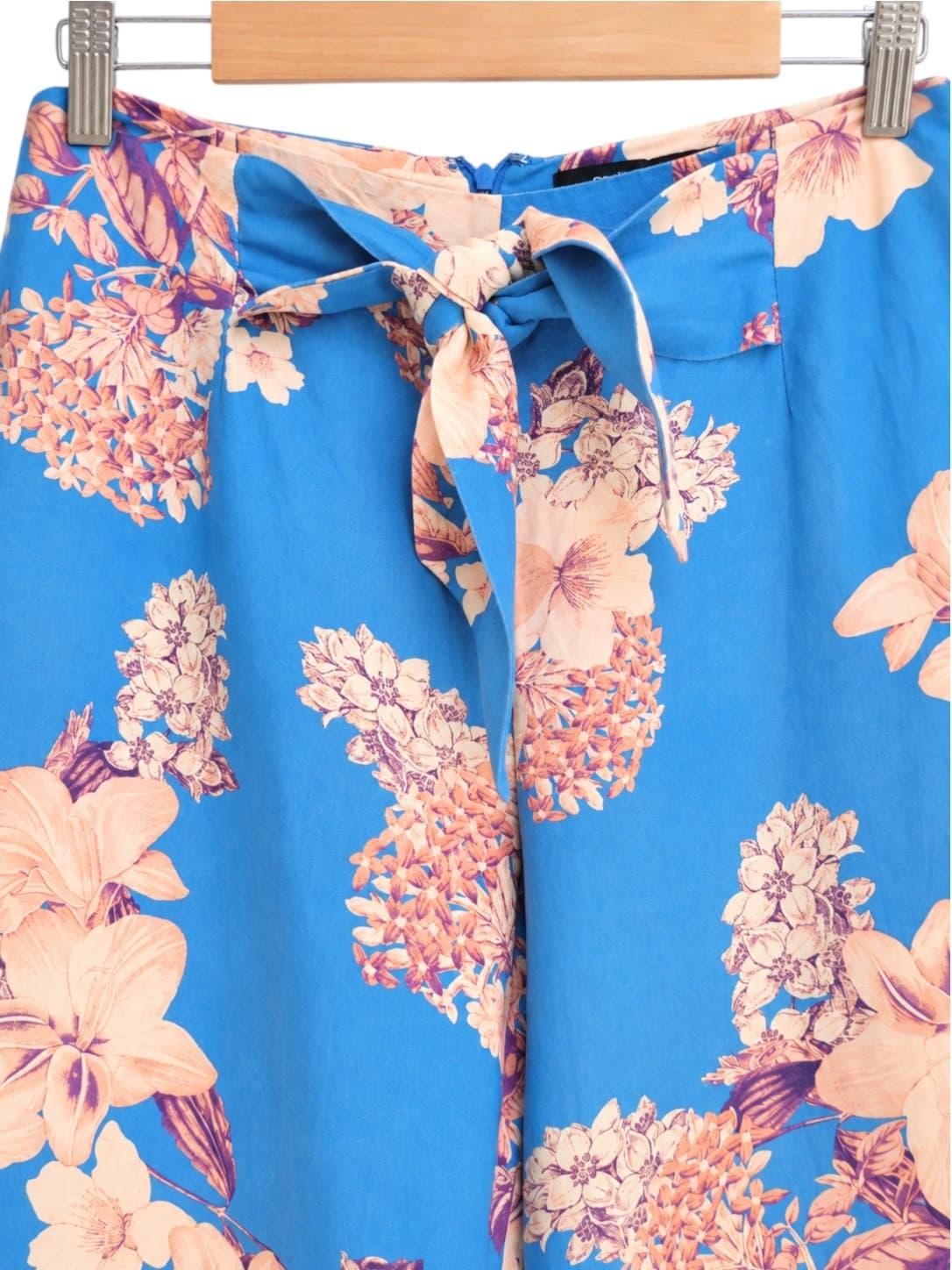 PORTMANS Blue Floral Wide Leg Culotte Pants Tie Waist Size 10 — photo 5 of 6