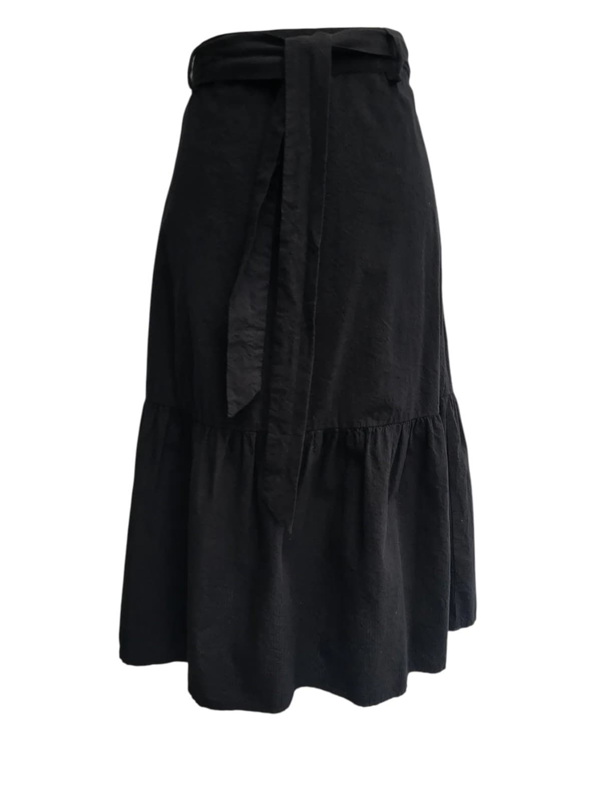 PRINCESS HIGHWAY Black Organic Cotton Tiered Midi Skirt Tie Waist AU 8 approx — photo 1 of 6