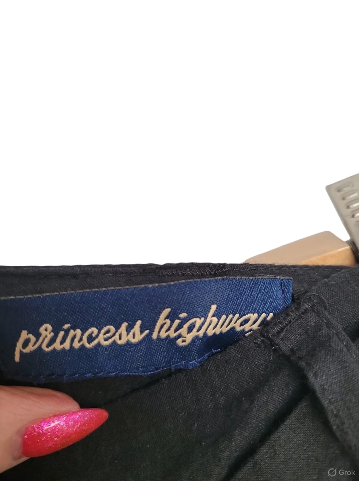 PRINCESS HIGHWAY Black Organic Cotton Tiered Midi Skirt Tie Waist AU 8 approx — photo 4 of 6