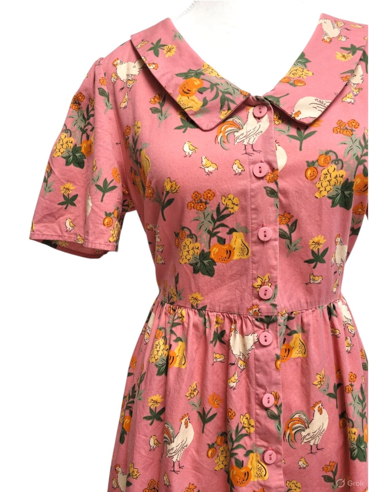 PRINCESS HIGHWAY Chicken Veggie Print Pink Cotton Shirt Dress 10 — photo 1 of 9