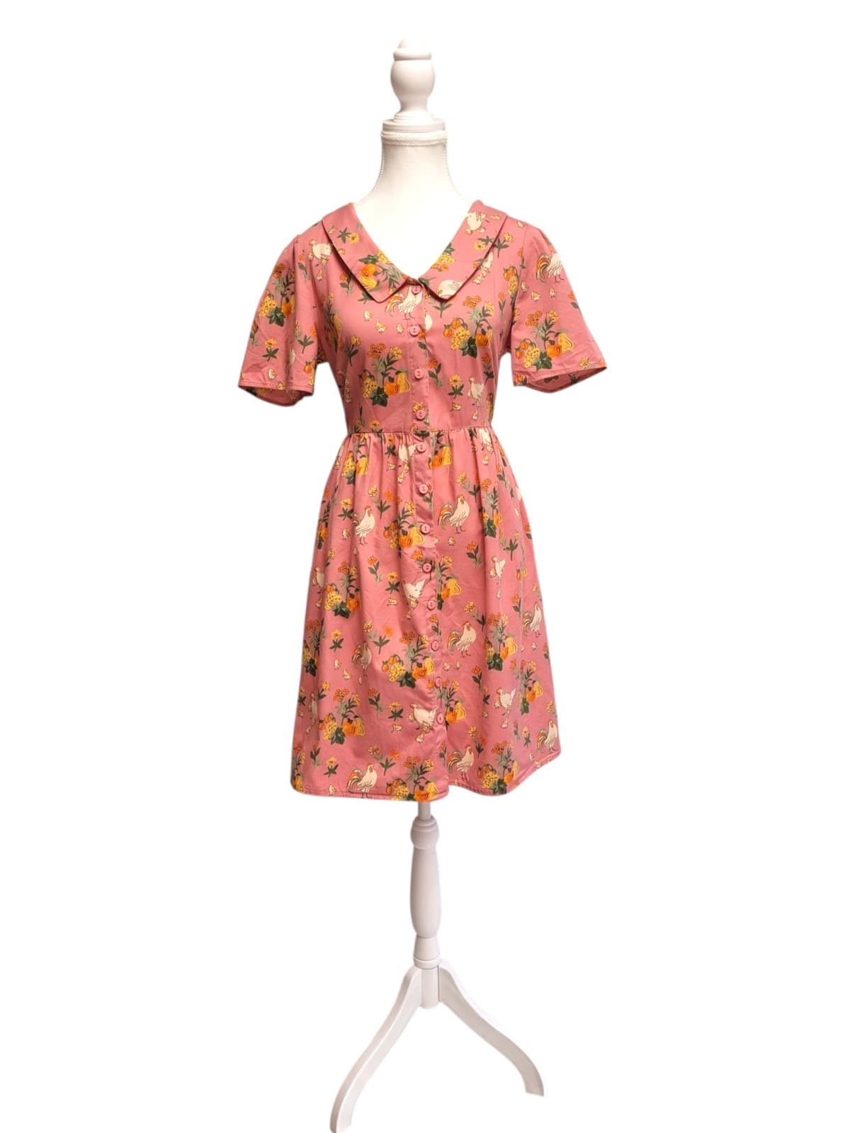 PRINCESS HIGHWAY Chicken Veggie Print Pink Cotton Shirt Dress 10 — photo 5 of 9