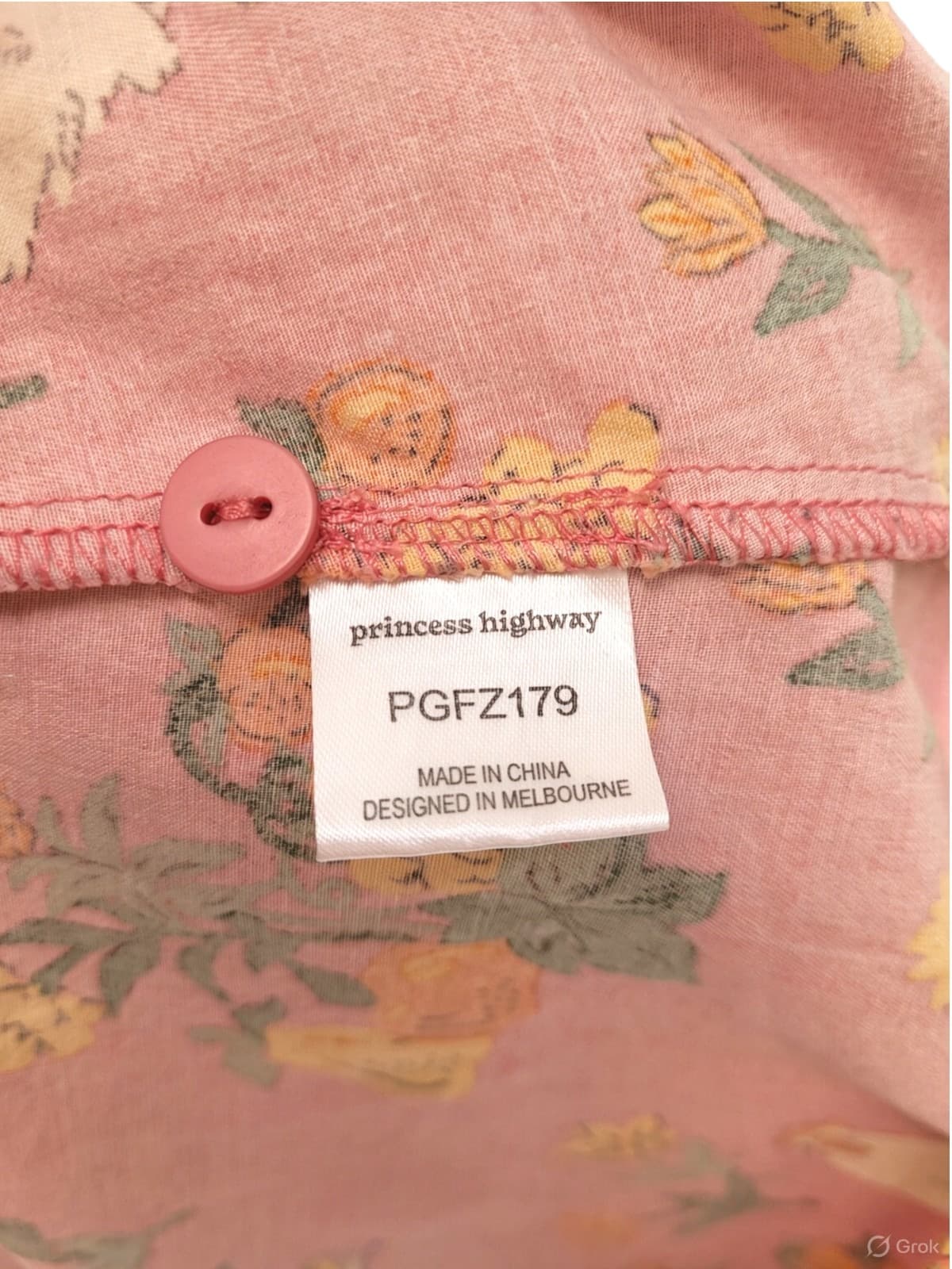 PRINCESS HIGHWAY Chicken Veggie Print Pink Cotton Shirt Dress 10 — photo 9 of 9