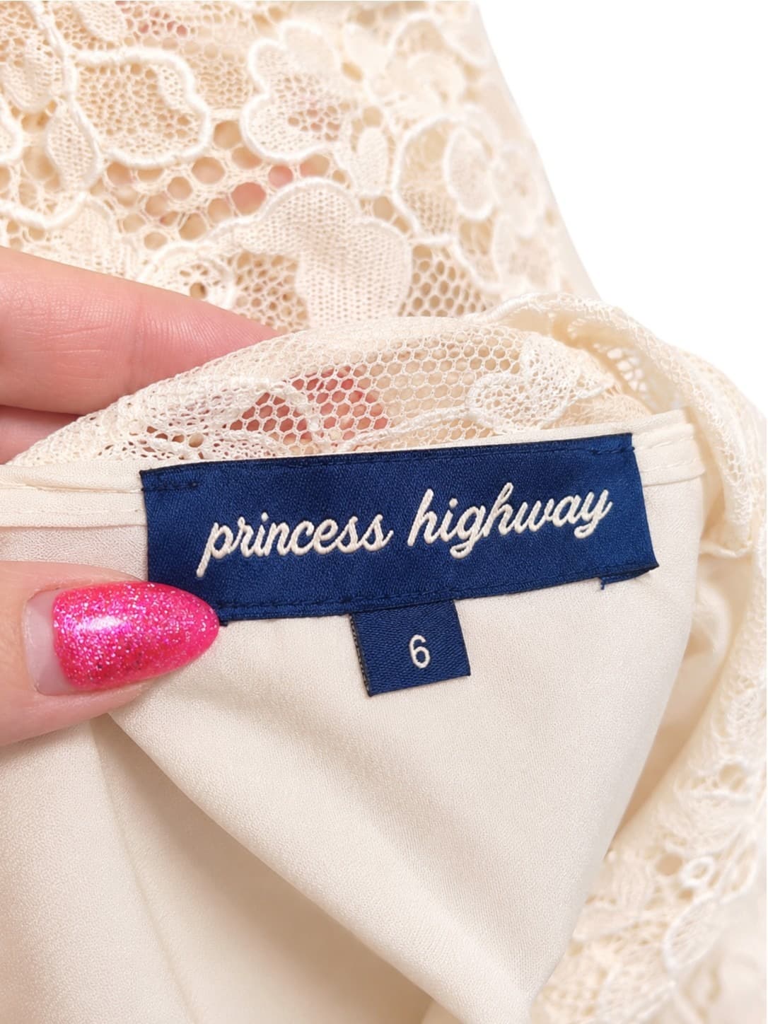 PRINCESS HIGHWAY Cream Floral Lace Fit & Flare Dress Size 6 — photo 6 of 6