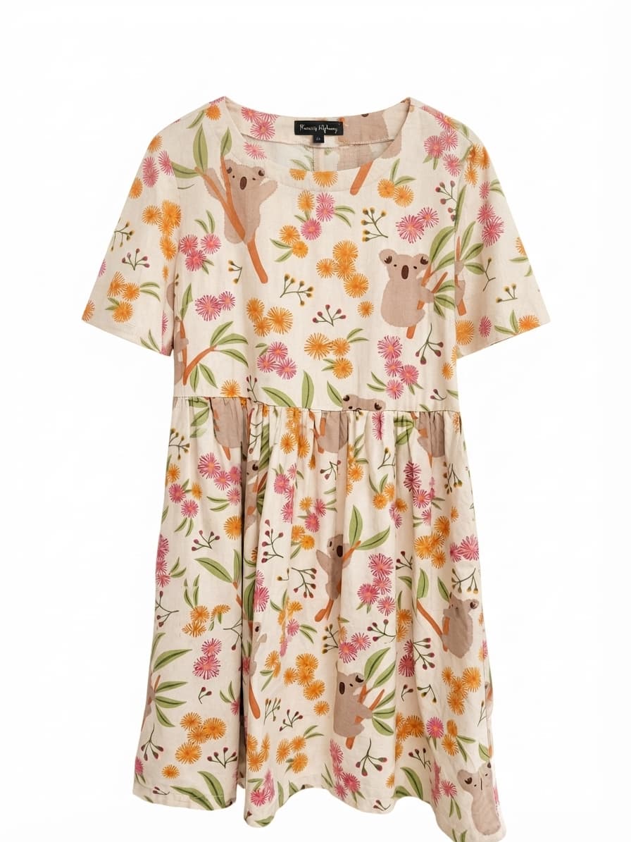PRINCESS HIGHWAY Koala Print Linen Blend Smock Dress Size 10 — photo 1 of 6