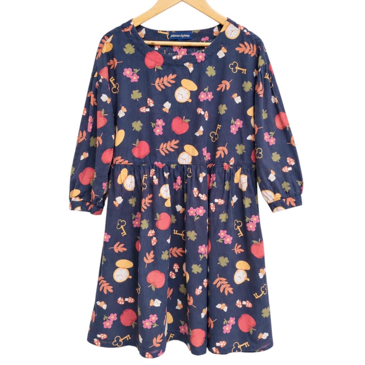 PRINCESS HIGHWAY Navy Apple Pocket Watch Novelty Print Dress Size 10 — photo 1 of 9