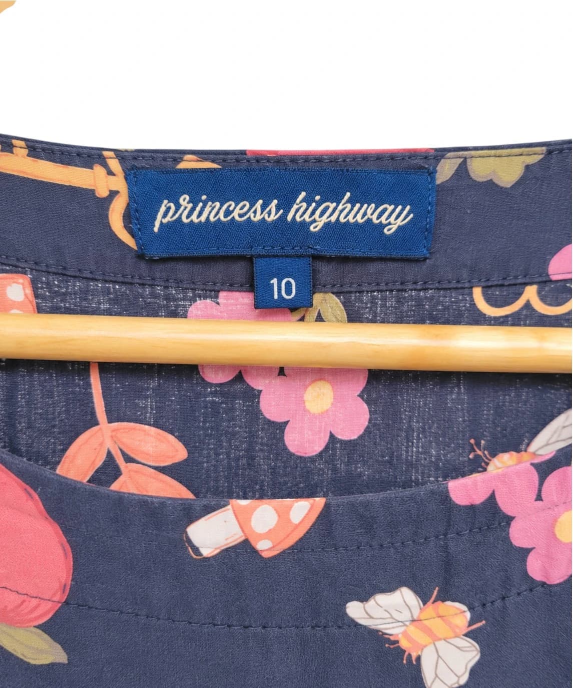PRINCESS HIGHWAY Navy Apple Pocket Watch Novelty Print Dress Size 10 — photo 7 of 9