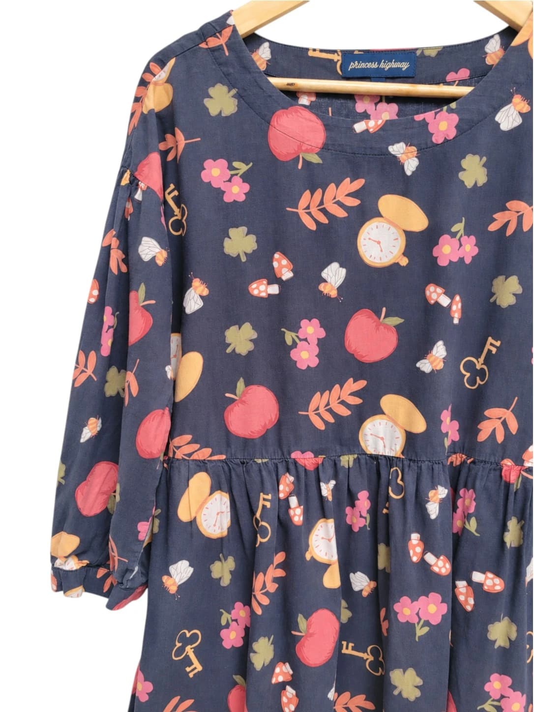 PRINCESS HIGHWAY Navy Apple Pocket Watch Novelty Print Dress Size 10 — photo 2 of 9