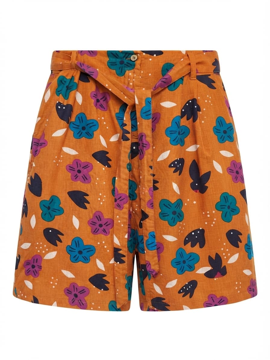 PRINCESS HIGHWAY Orange Floral Linen Blend Paperbag Midi Skirt Approx Size 10 — photo 7 of 7