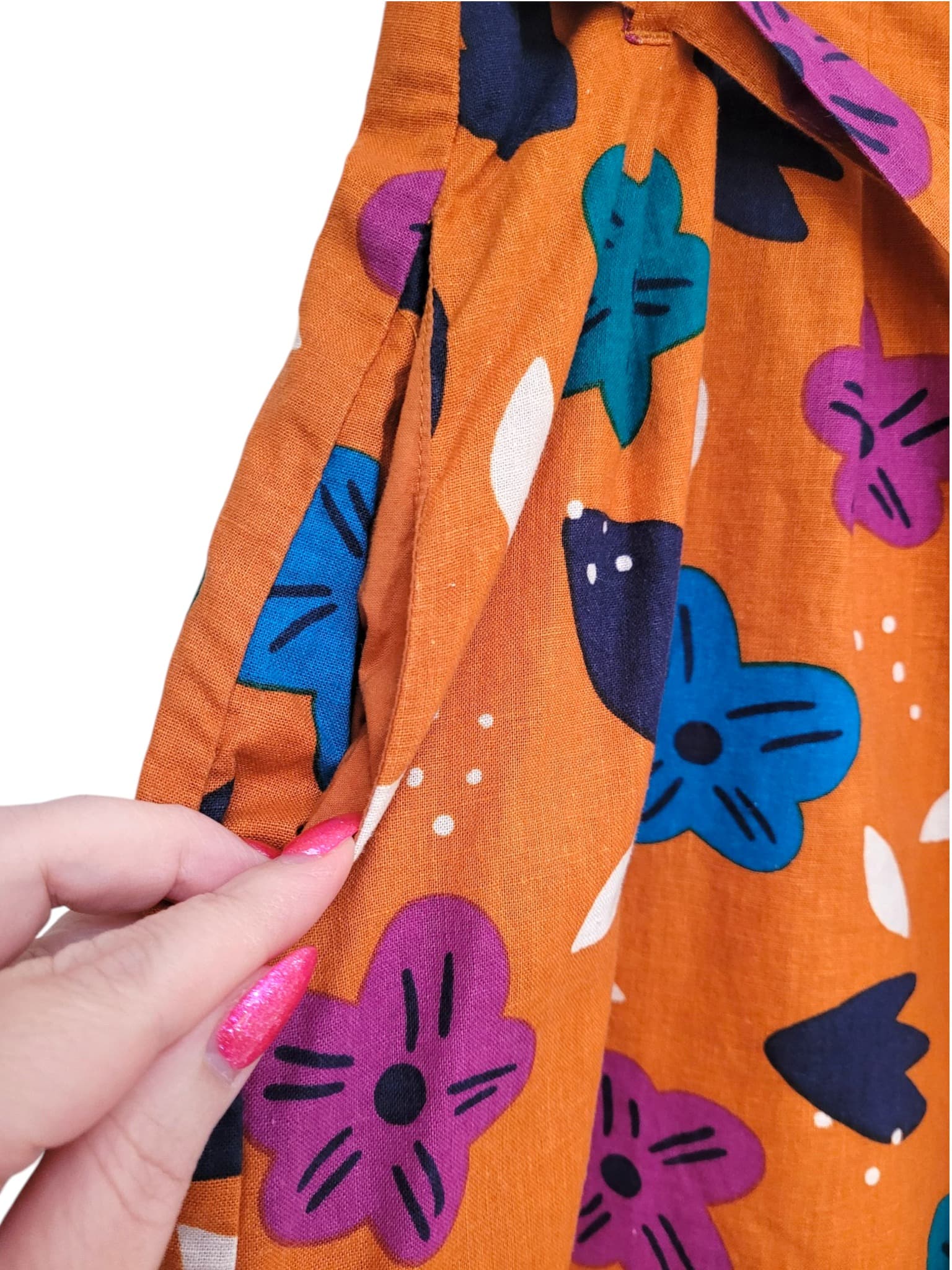 PRINCESS HIGHWAY Orange Floral Linen Blend Paperbag Midi Skirt Approx Size 10 — photo 3 of 7