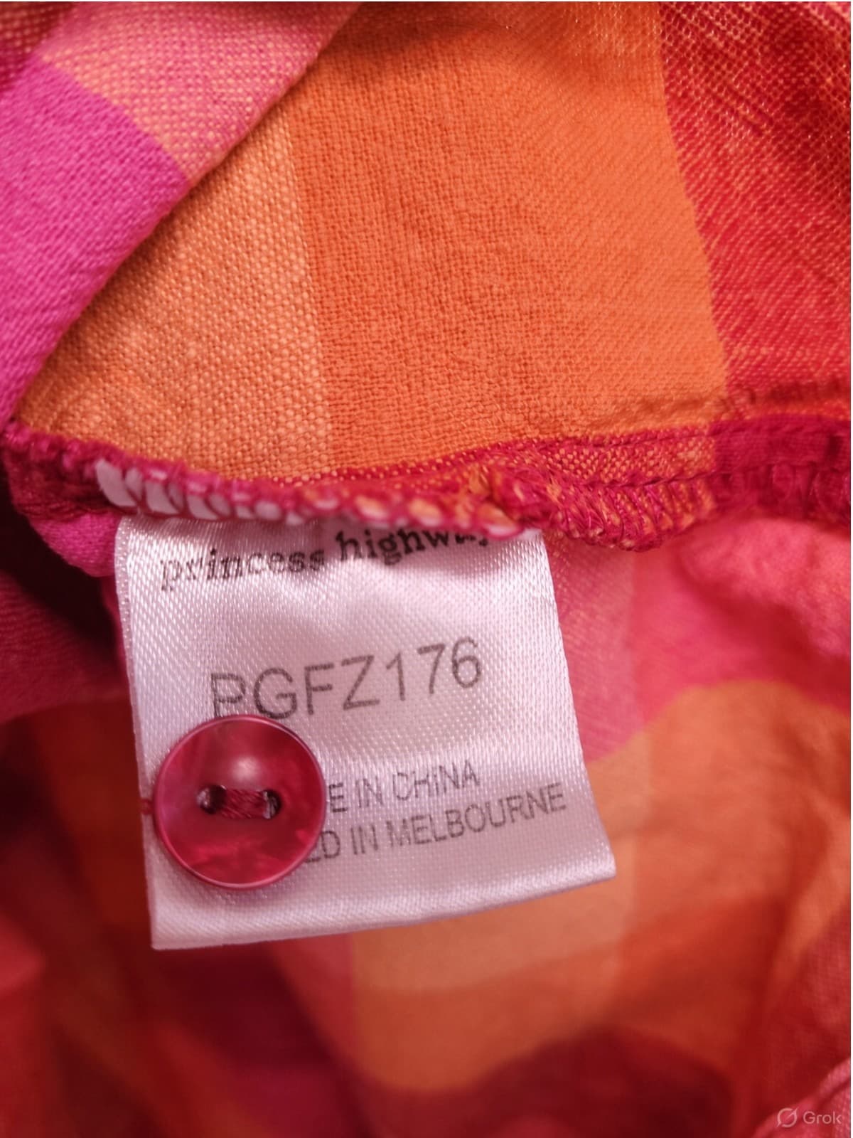 PRINCESS HIGHWAY Pink Orange Check Cotton Tiered Smock Dress Size 8 — photo 7 of 7