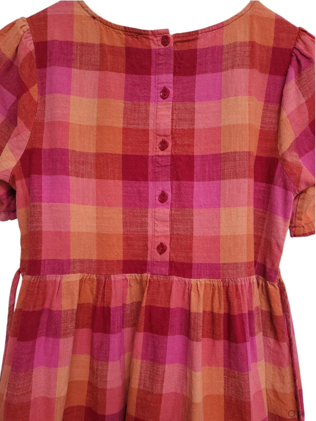PRINCESS HIGHWAY Pink Orange Check Cotton Tiered Smock Dress Size 8 — photo 4 of 7