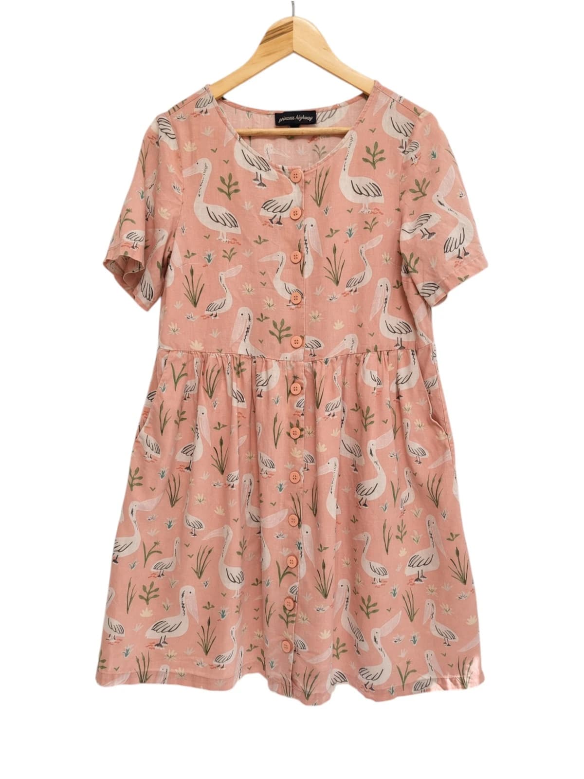 PRINCESS HIGHWAY Pink Pelican Print Smock Dress Size 10 — photo 2 of 9