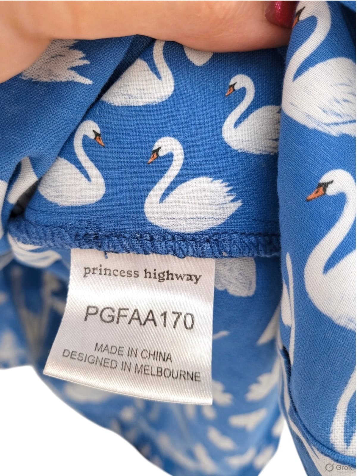 PRINCESS HIGHWAY Swan Pond Black Swan Print Blue Dress Size 8 — photo 5 of 5