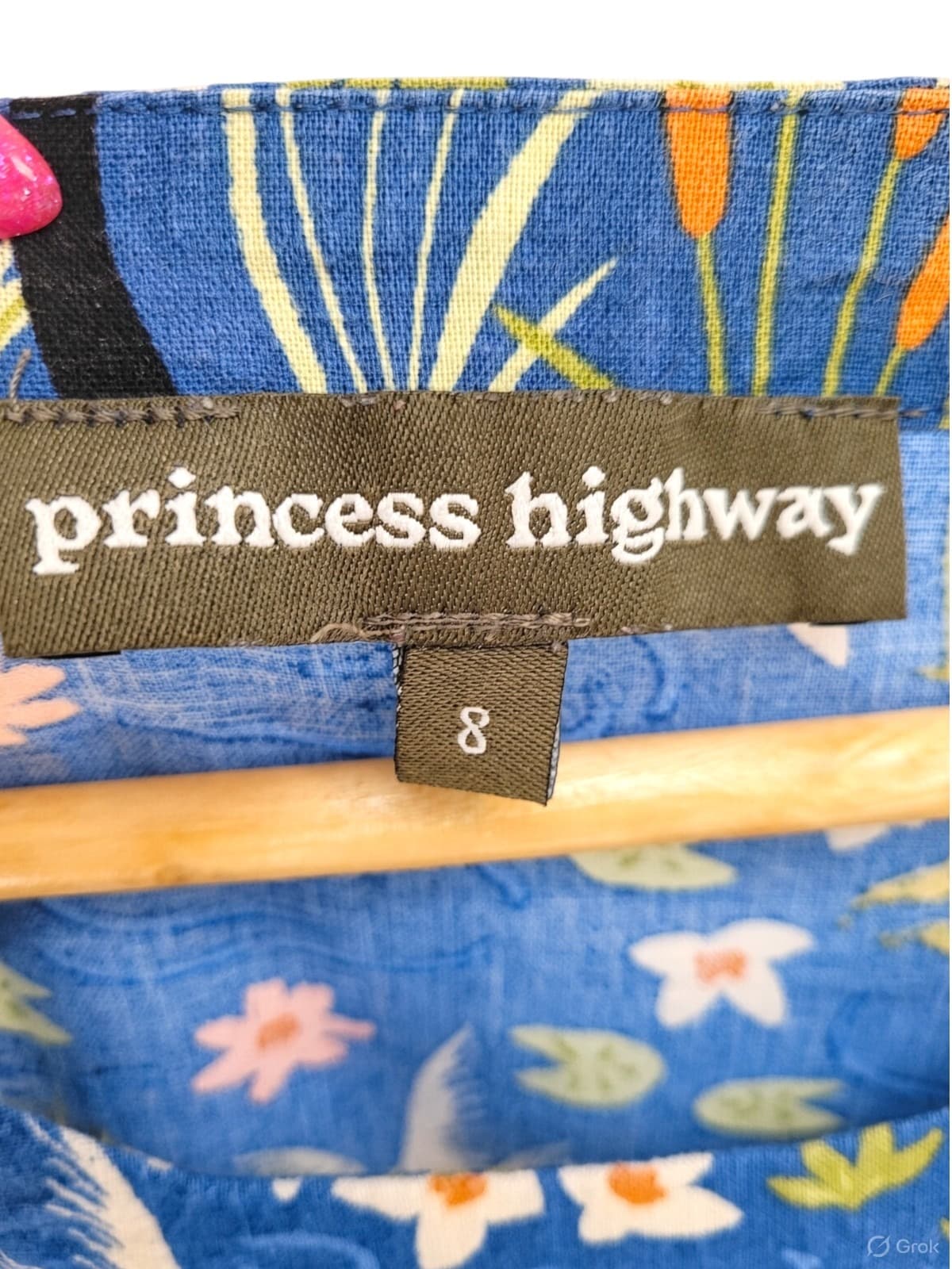 PRINCESS HIGHWAY Swan Pond Black Swan Print Blue Dress Size 8 — photo 4 of 5