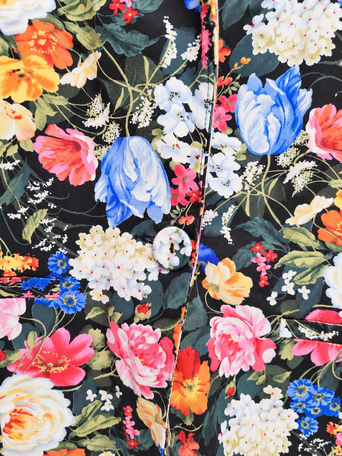 Pure Hype Floral Blazer Womens L Black Multicolour Cotton Blend Statement Jacket — photo 4 of 6