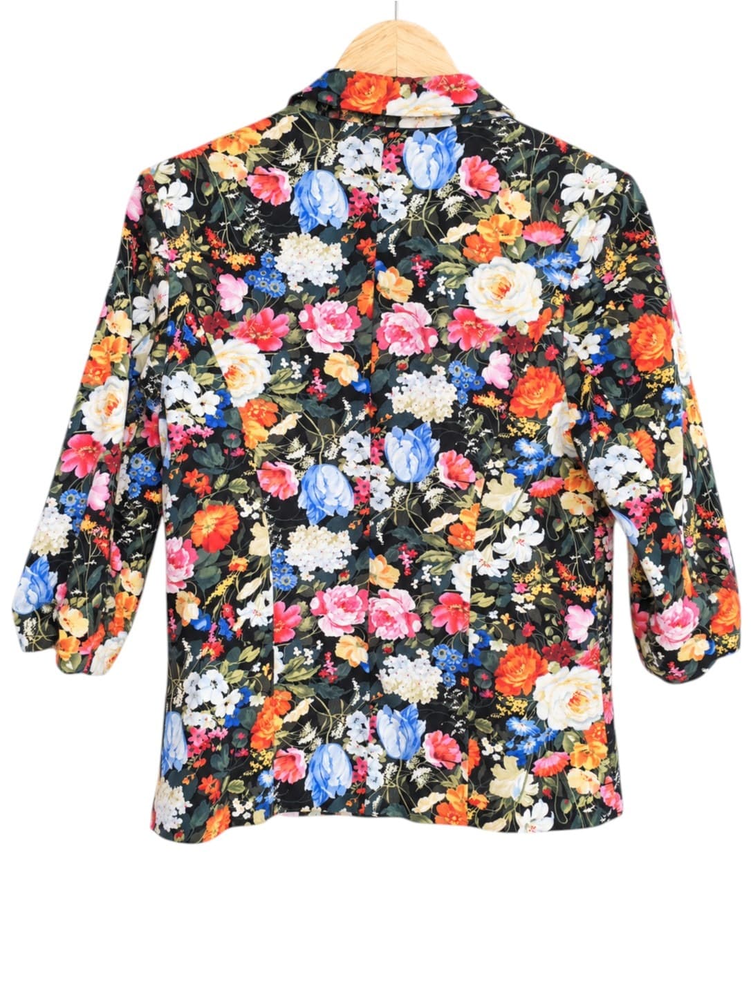 Pure Hype Floral Blazer Womens L Black Multicolour Cotton Blend Statement Jacket — photo 6 of 6