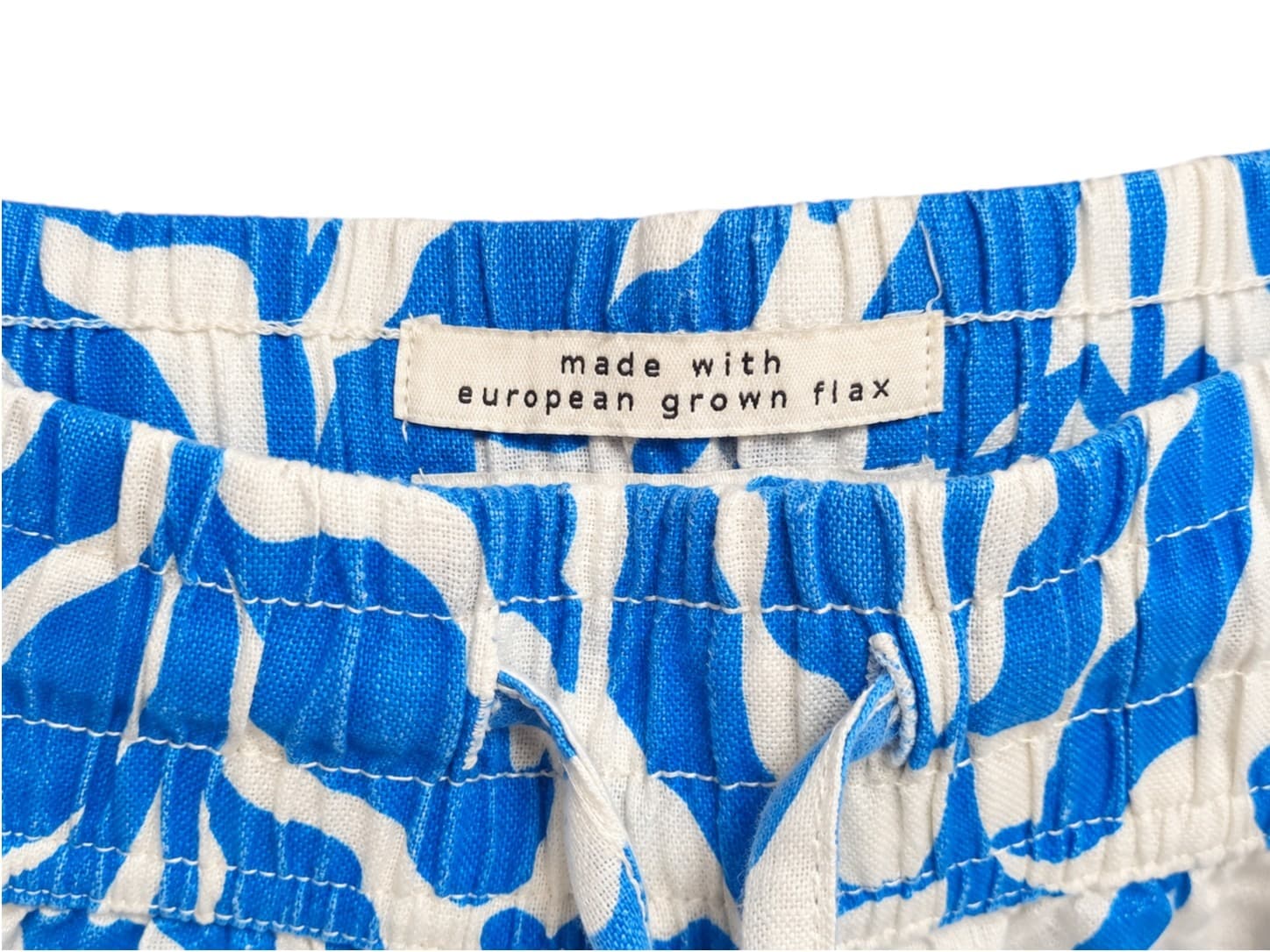RACHEL ZOE Blue White Leaf Print 100% Linen Wide Leg Pants Size L — photo 4 of 7