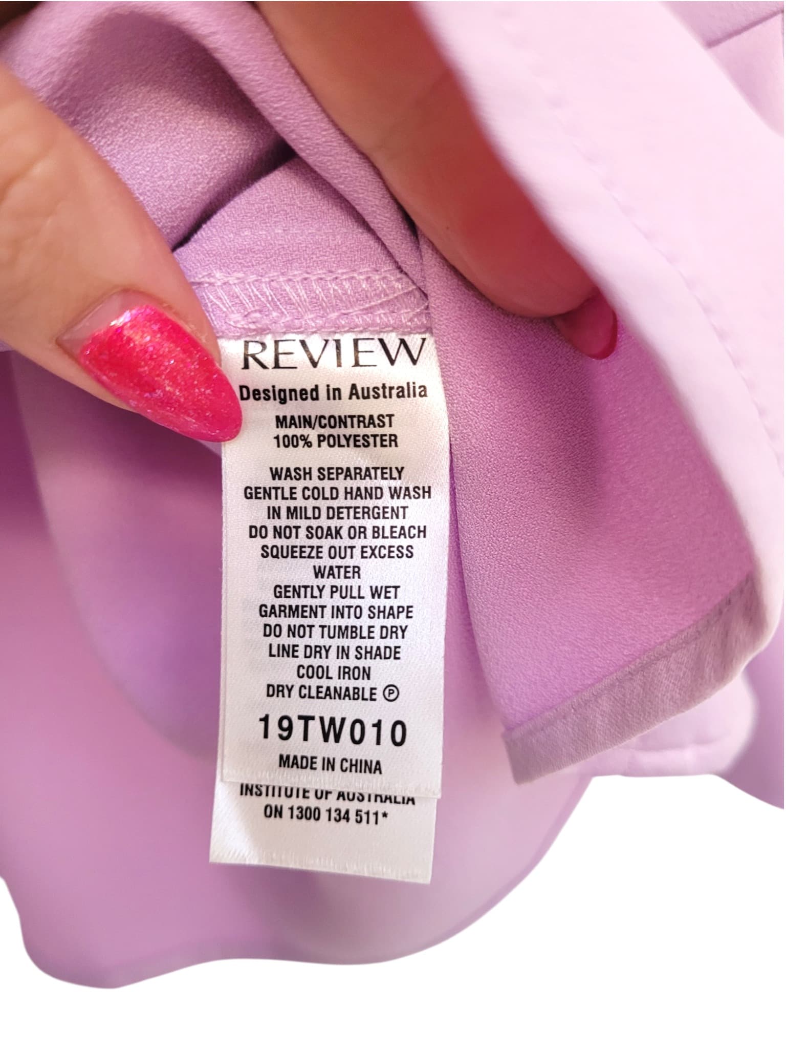 REVIEW Lavender Tie Neck Bell Sleeve Blouse Size 12 — photo 6 of 7